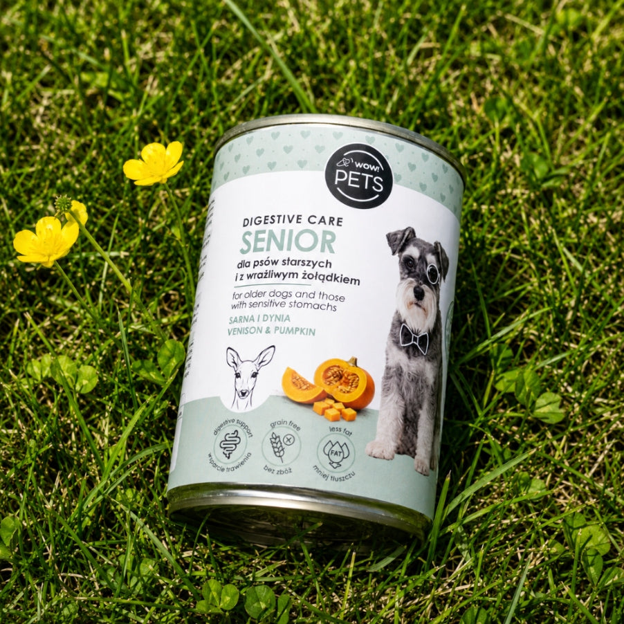 Wet food for elderly dogs roe deer pumpkin monoprotein senior wowpets 400g Packaging status original