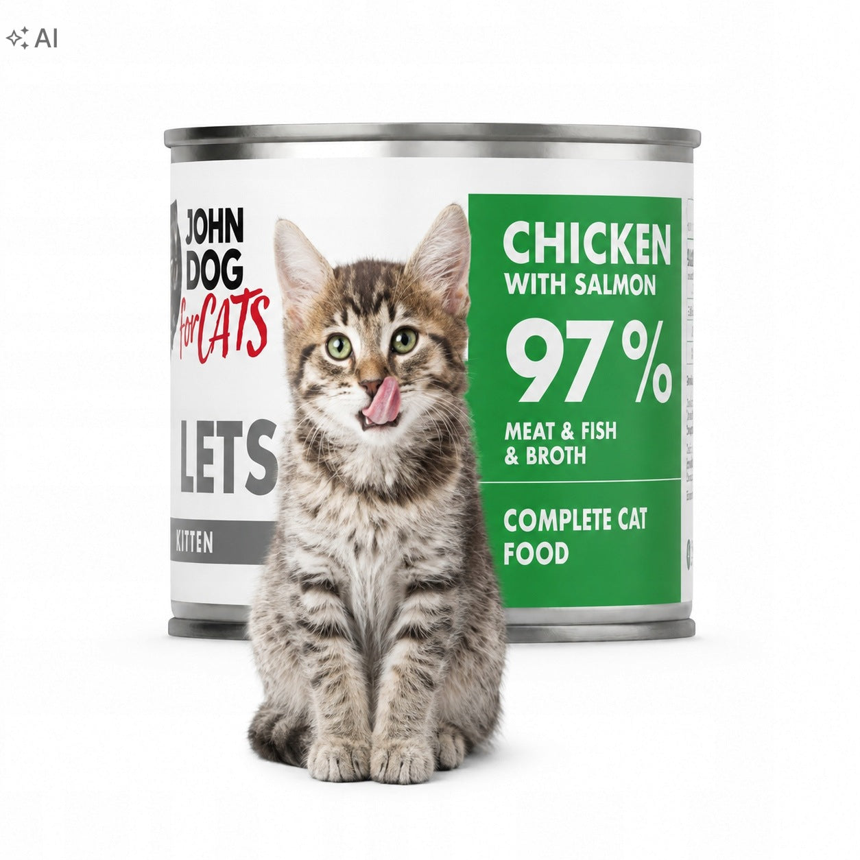 Wet food for kittens John Dog for Cats Fillets Chicken Salmon can 140g