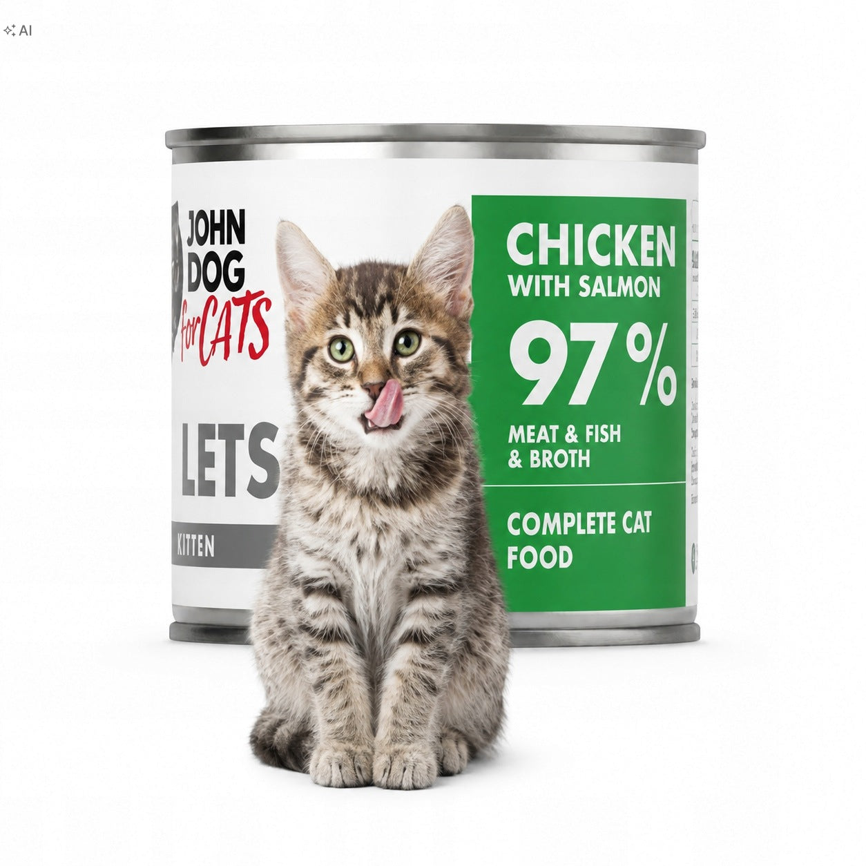 Wet food for kittens John Dog for Cats Fillets Chicken Salmon can 140g