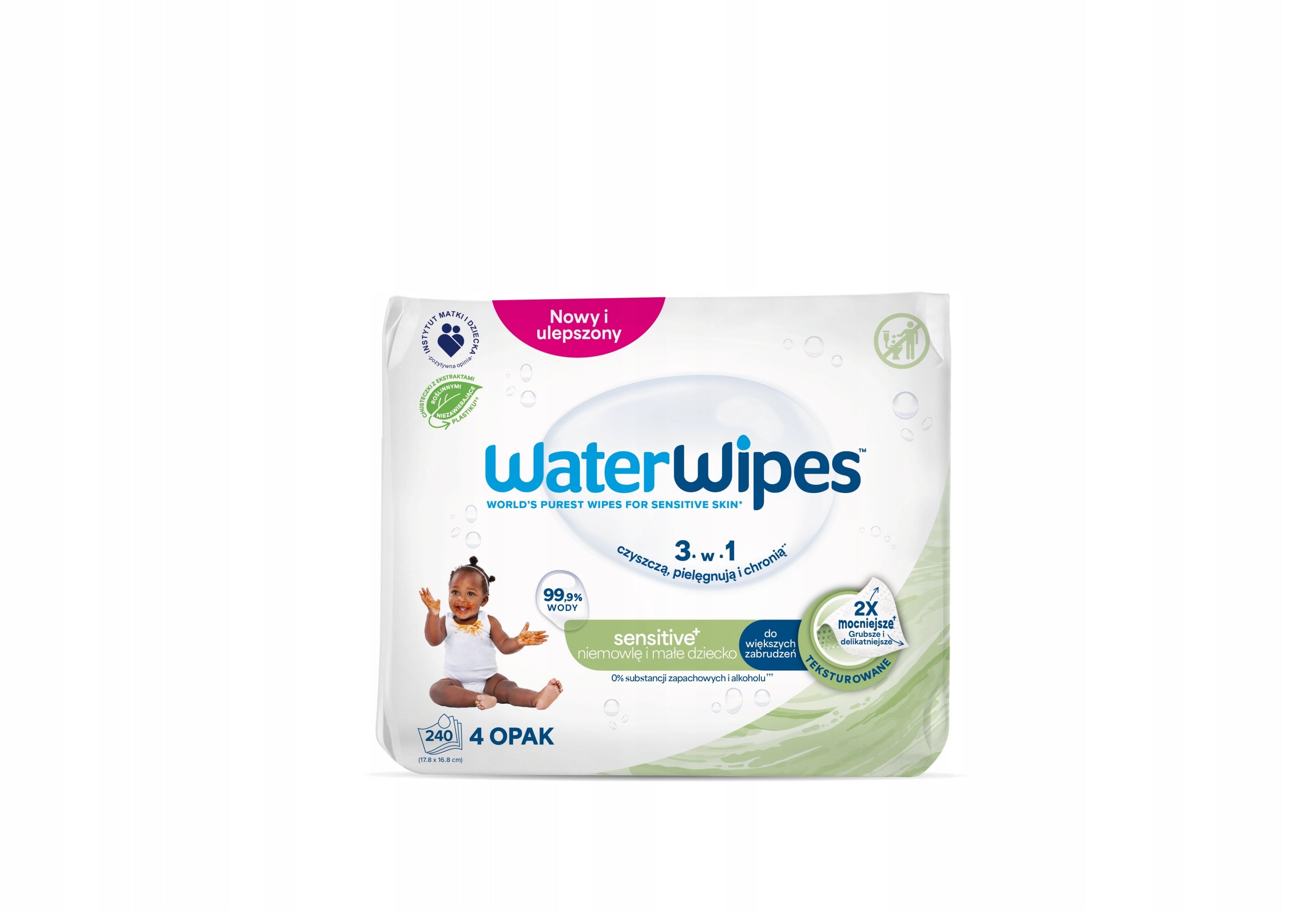 Wet wipes 99,9% water WaterWipes 4x60 for children biodegradable Medical device no