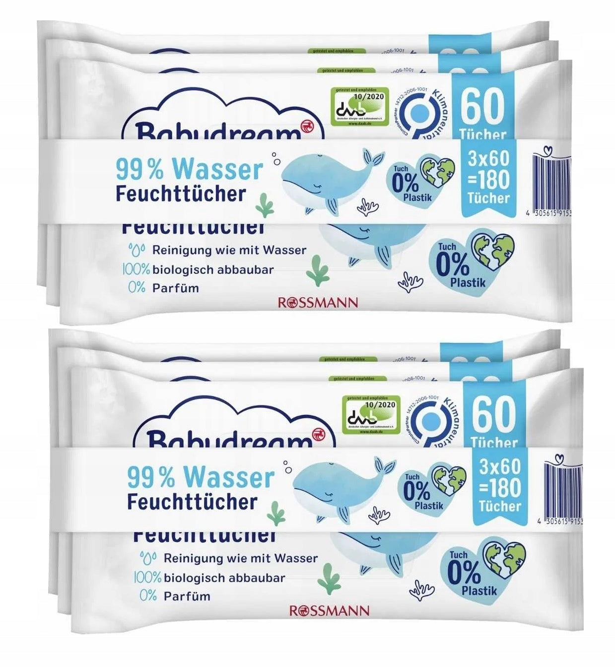Wet wipes Babydream 6 x 60 = 360 pieces Manufacturer code 4305615915326