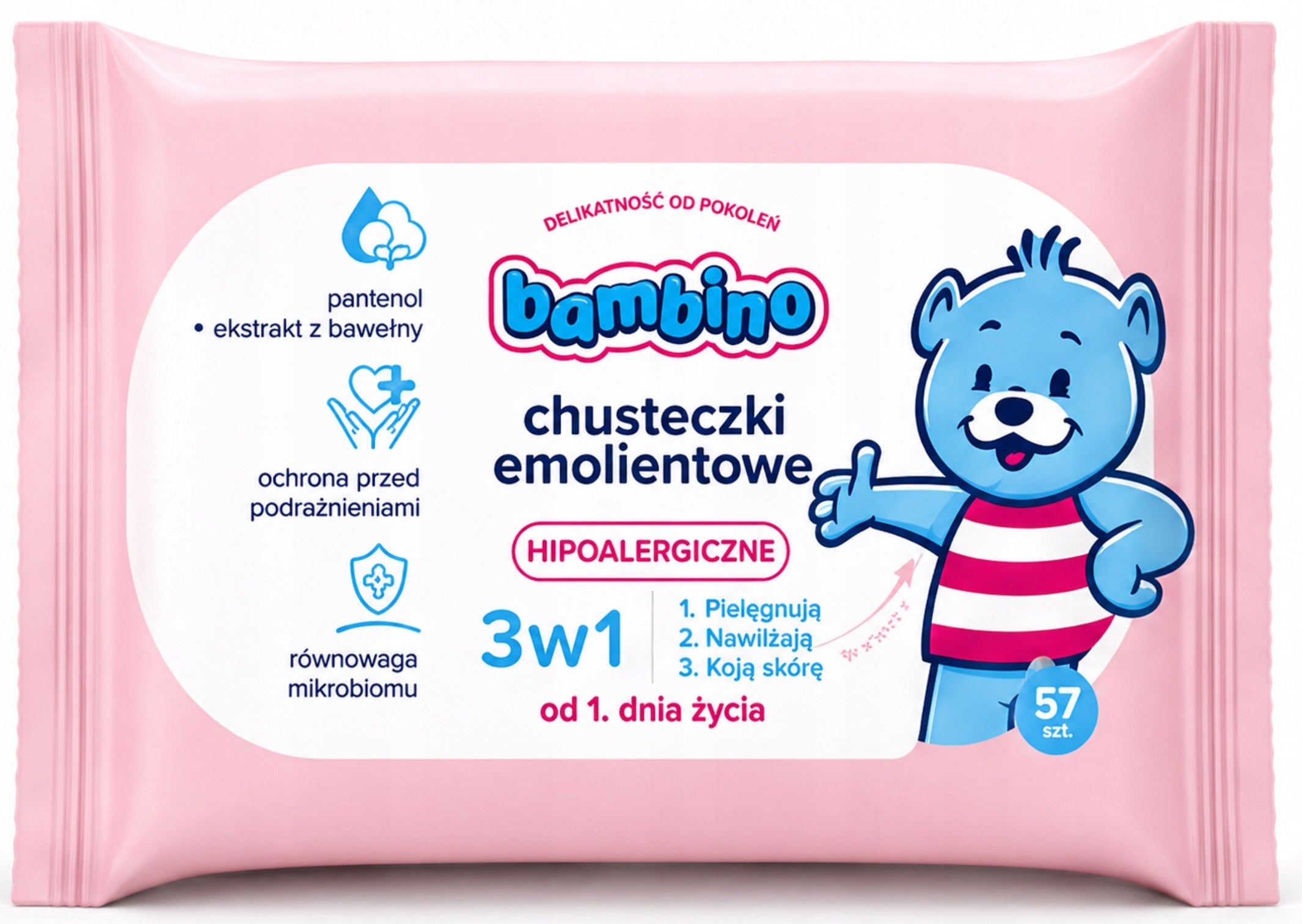 Wet wipes Bambino hypoallergenic 57 pcs. for sensitive skin Brand Bambino