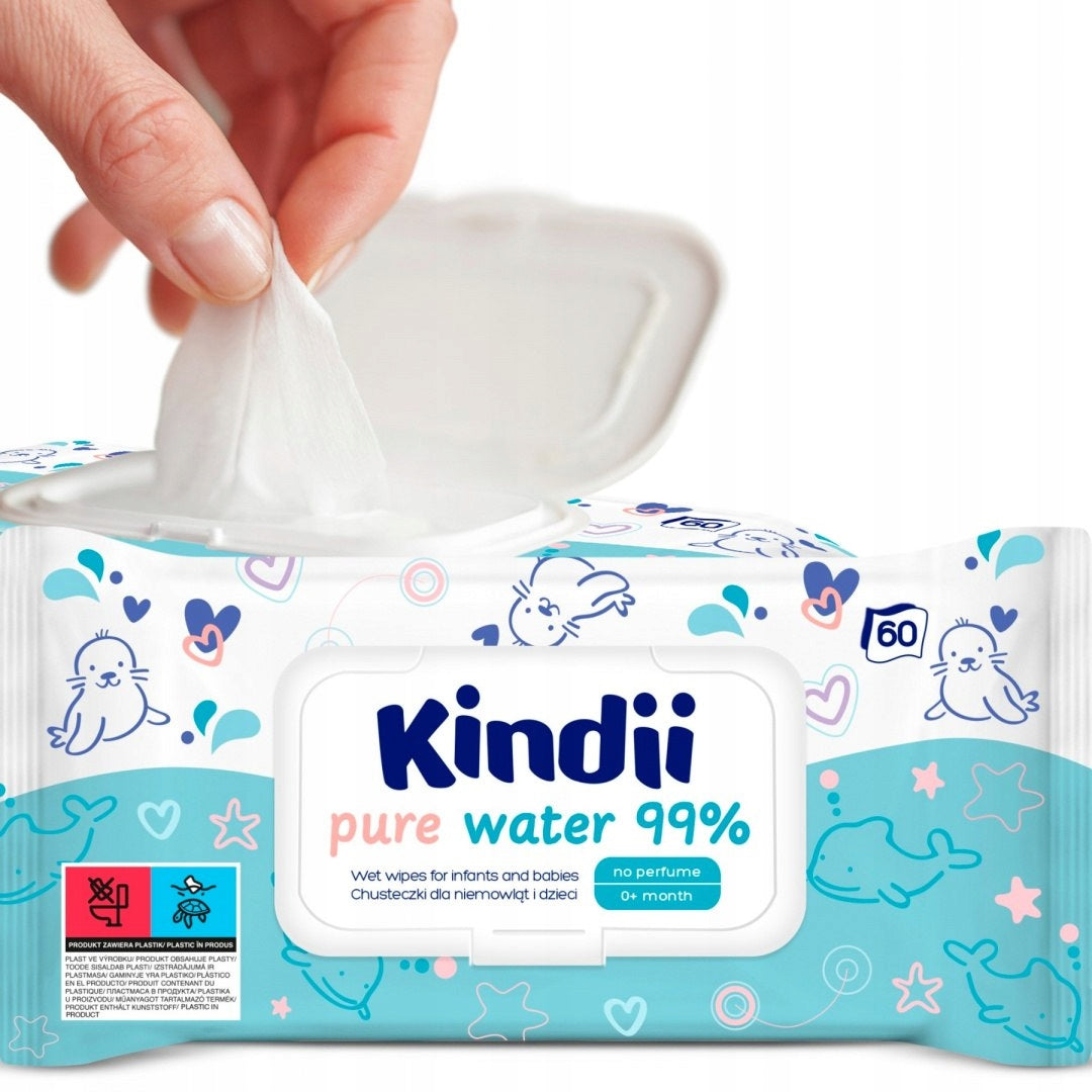 Wet wipes Kindii PURE 99% WATER FOR CHILDREN 0m+ 6 packs of 360 Brand Kindii