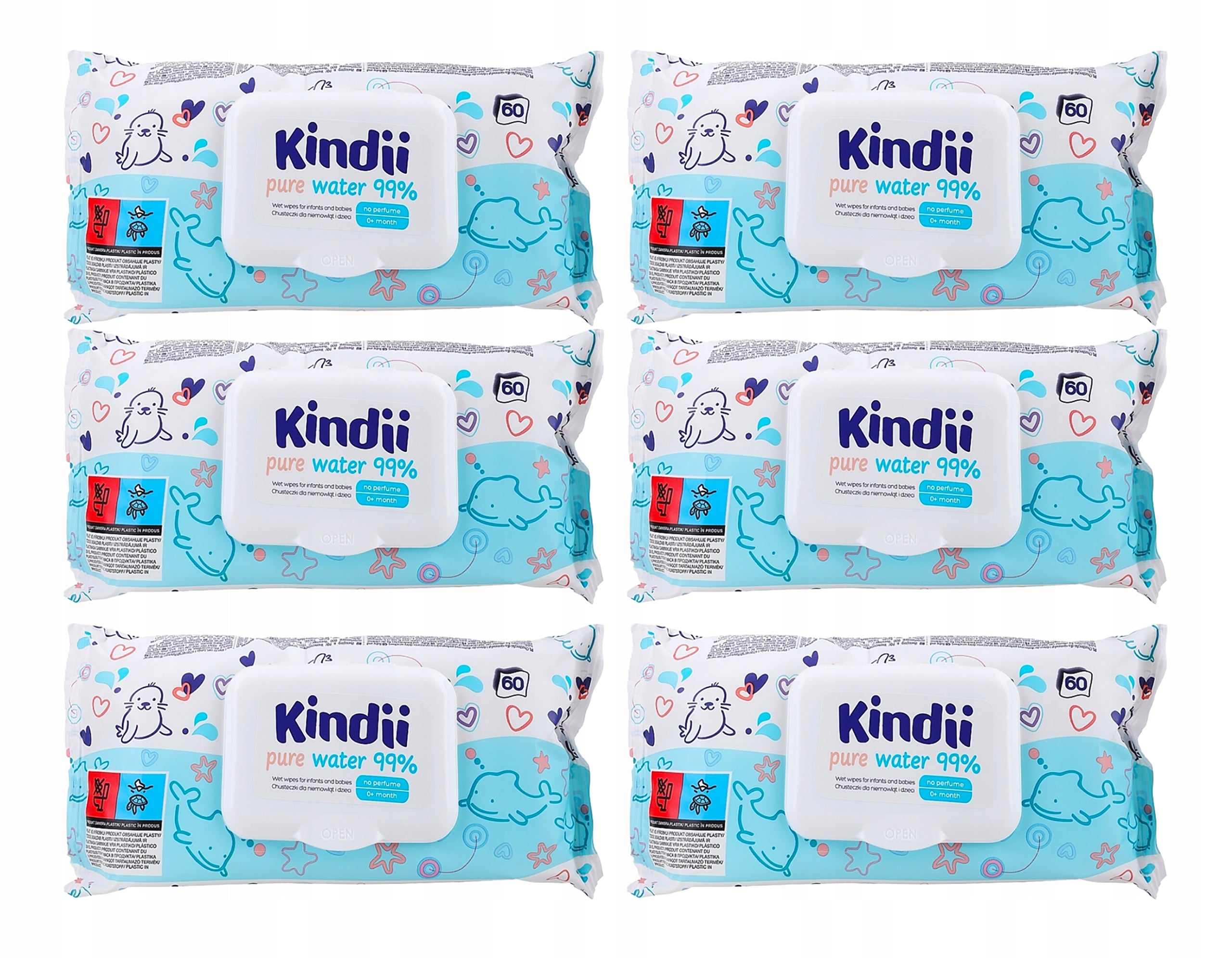Wet wipes Kindii PURE 99% WATER FOR CHILDREN 0m+ 6 packs of 360