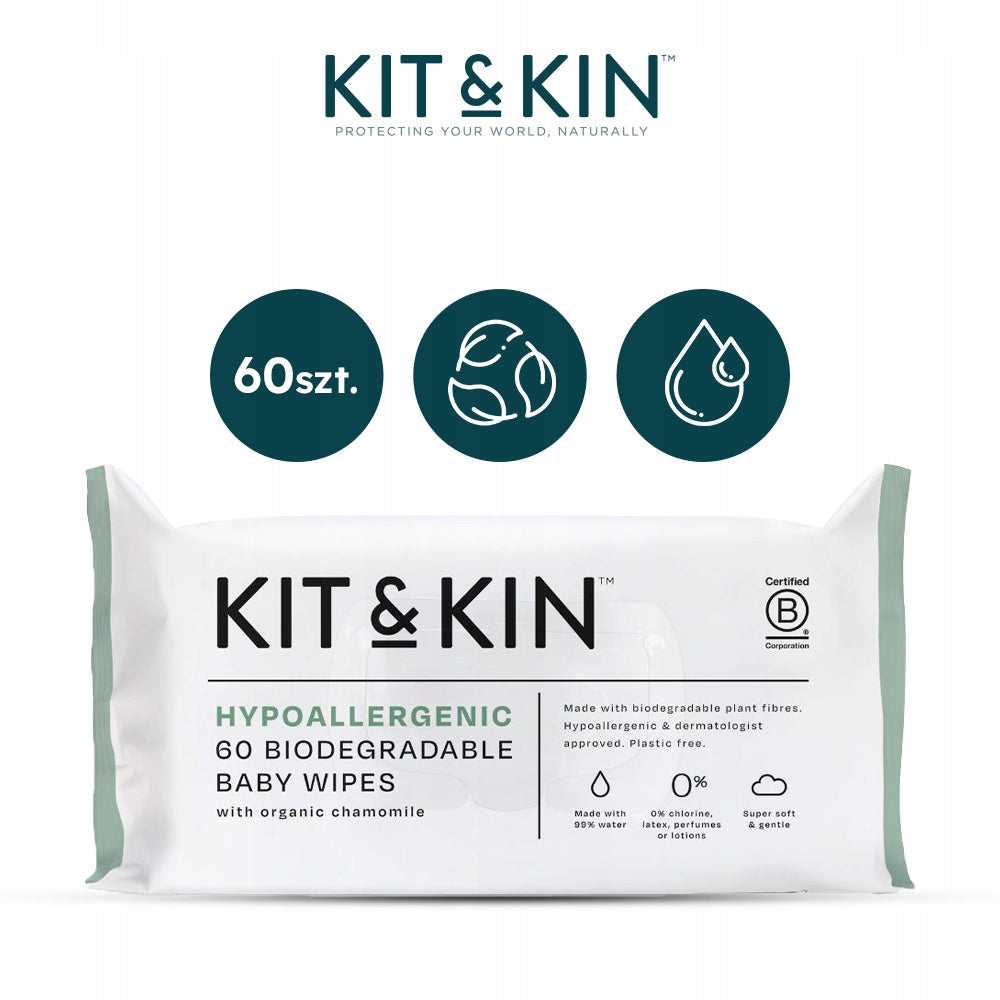 Wet wipes Kit&Kin 60 pieces EKO cotton water for children Manufacturer code KAK00259