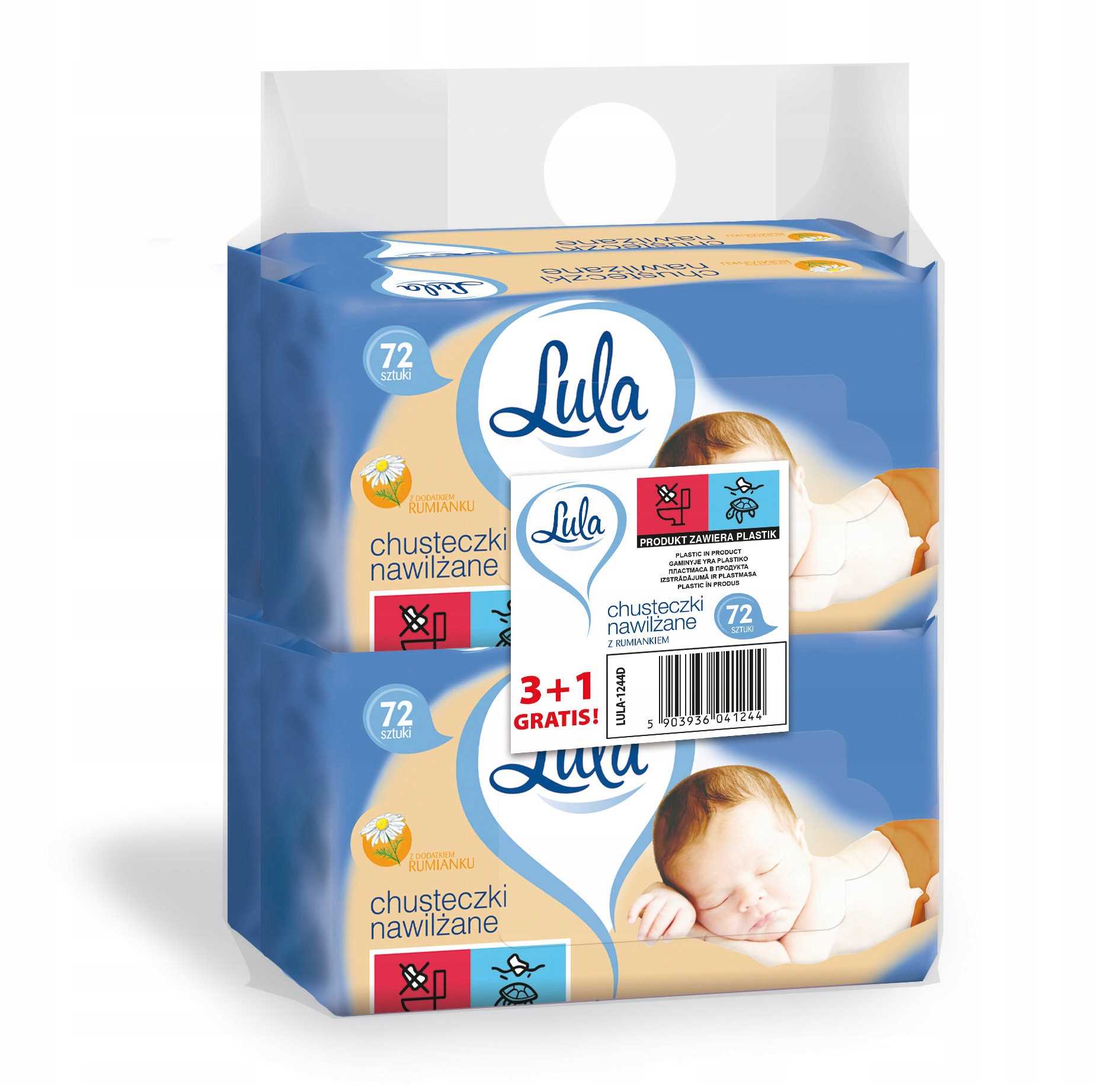 Wet wipes Lula 4 x 72 pcs. with chamomile