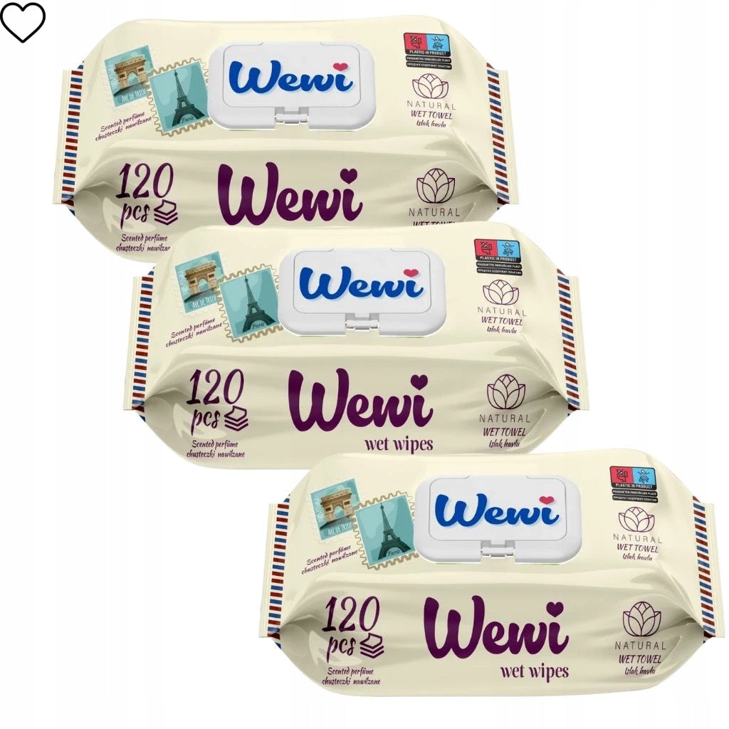 Wet wipes WEWI Paris fragrance French perfume 120pcs x3