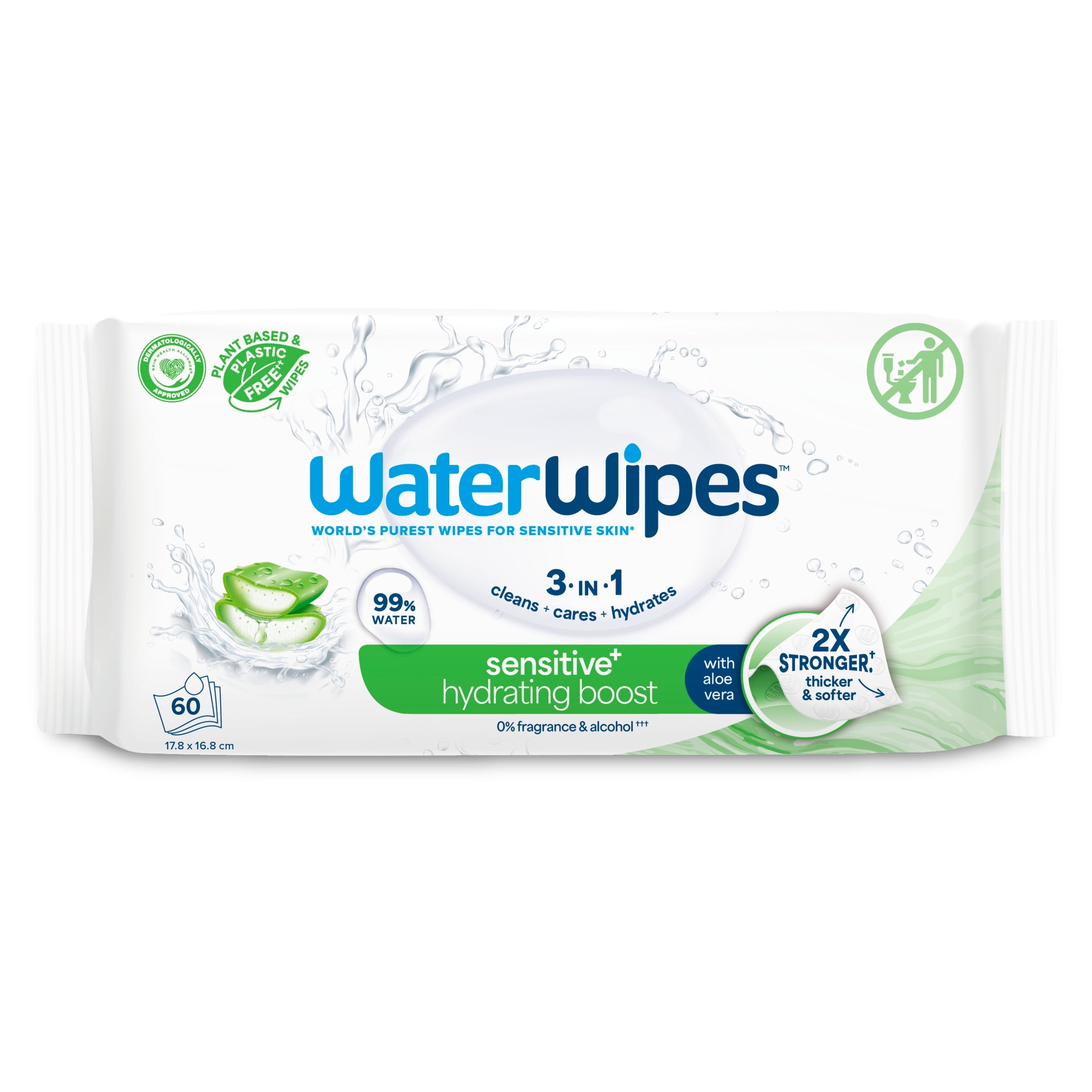 Wet wipes WaterWipes Bio HYDRATING ALOES 99% water and aloe 60pcs. Brand WaterWipes