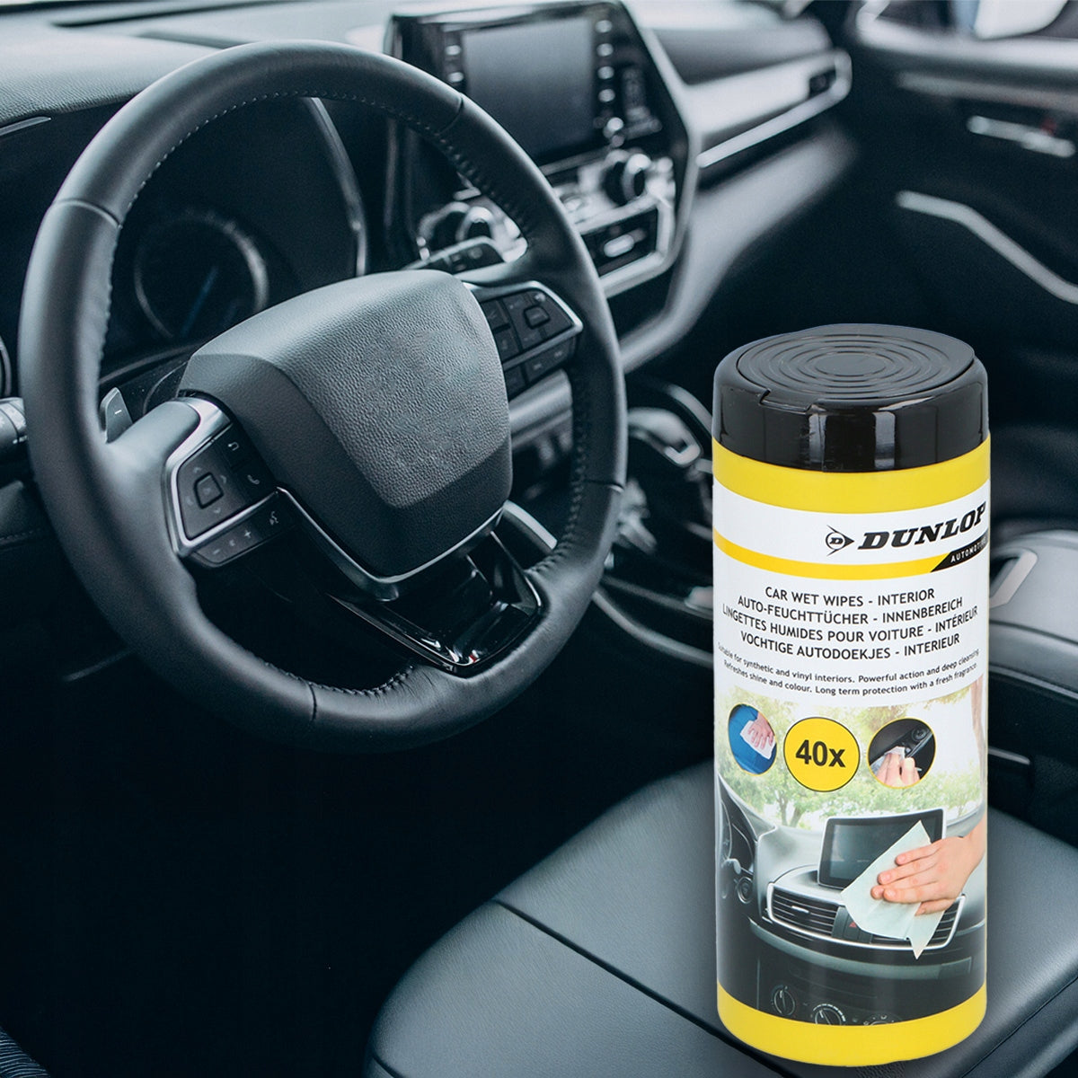 Wet wipes for car Dunlop 40pcs. cloths for cockpit EAN (GTIN) 8711252268101