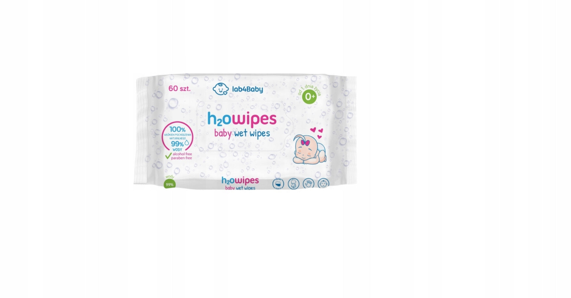 Wet wipes for children 99% water H2O kids 60 pcs. lab4Baby Brand lab4Baby