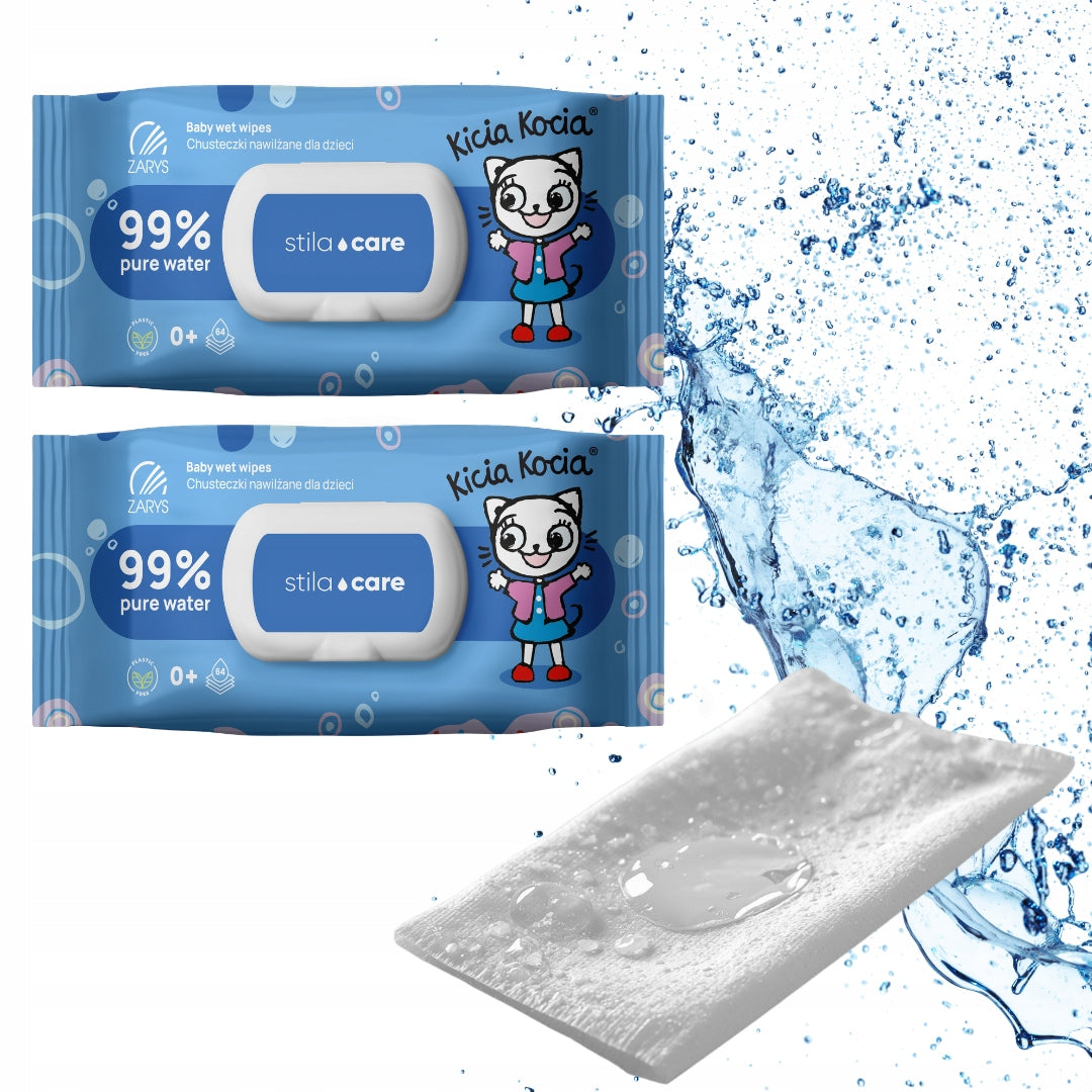 Wet wipes for children KITTY CAT WET WIPES water 99% 2 op. 128pcs