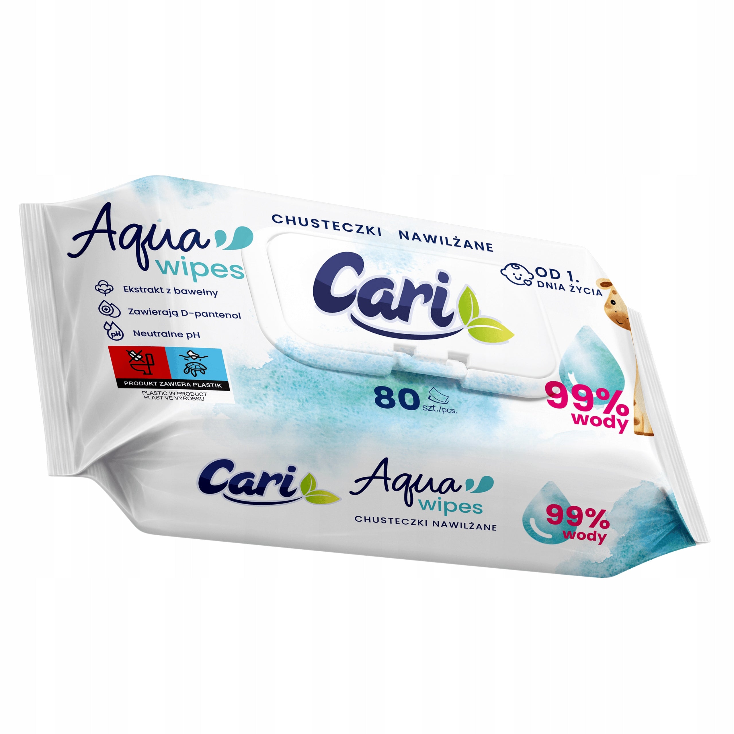 Wet wipes for children from 1 day Cari Aqua Wipes 99% 80 pcs Manufacturer code 5906670730566