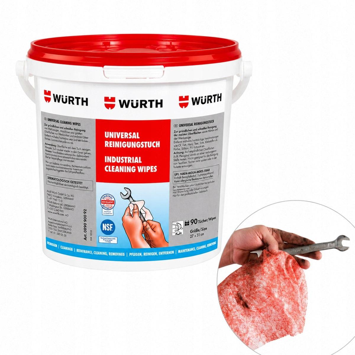 Wet wipes for cleaning cotton Wurth 90 pcs.