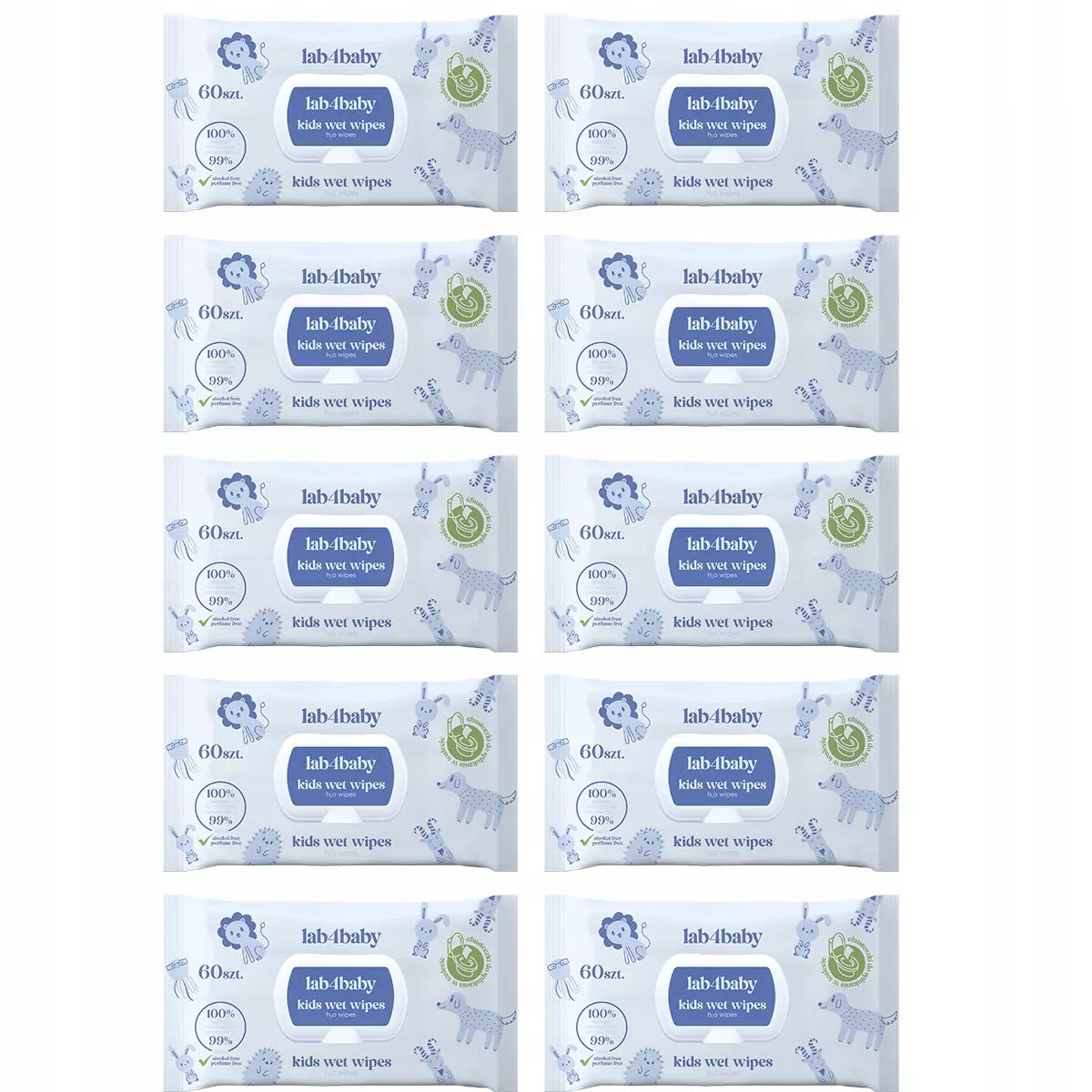 Wet wipes for flushing in the toilet H2O Kids lab4baby 10x60 pcs.