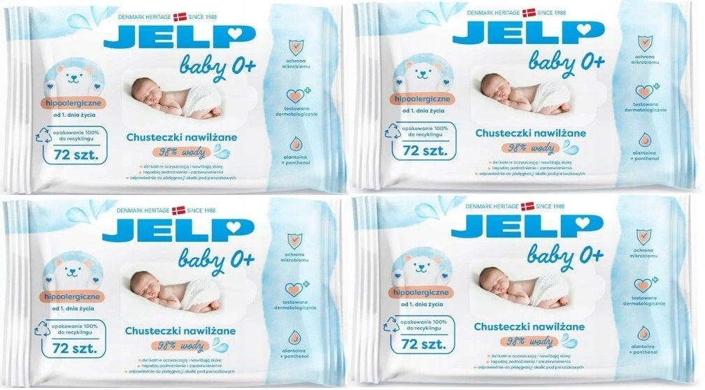 Wet wipes jelp baby 0+ 98% water for children SET 4x72pcs.