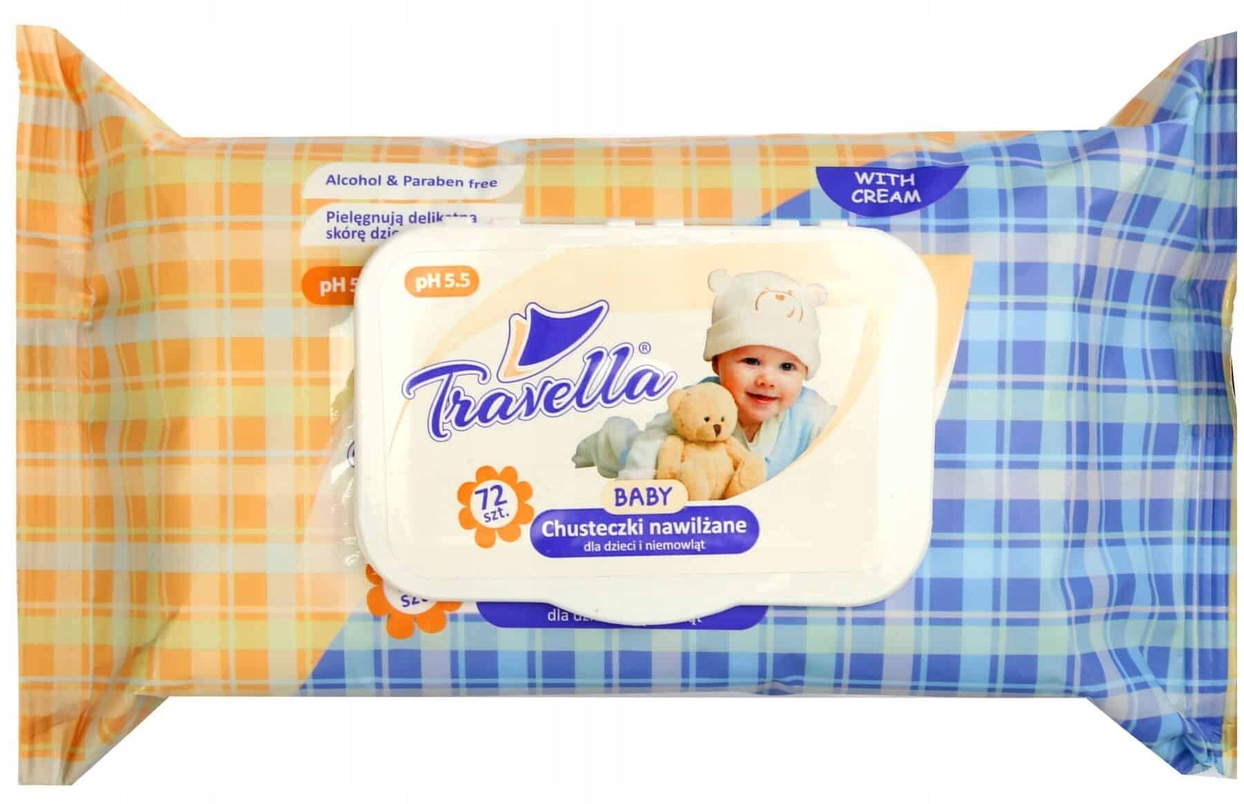 Wet wipes with cream TRAVELLA BABY 1 x 72 pieces babies