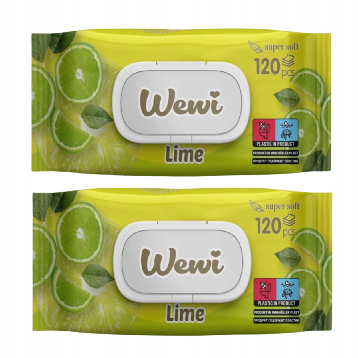 Wewi Wet Wipes Lime Refreshing 120pcs x2