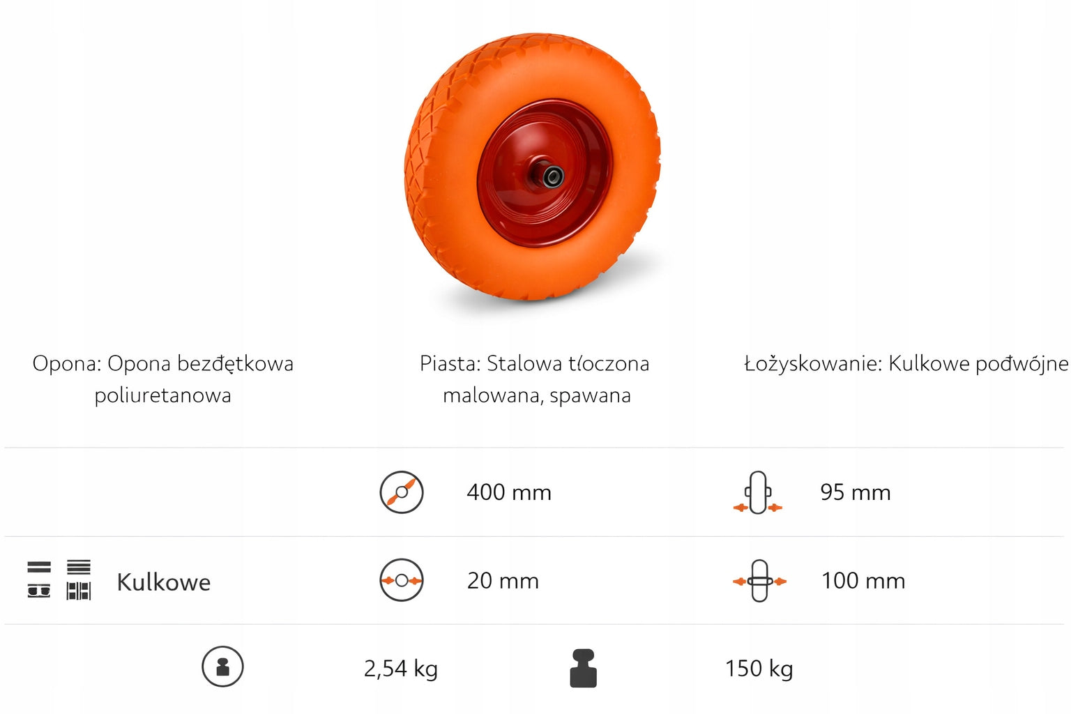 Wheel FULL 4.80/4.00-8 wheel 400 mm HOLE 20 mm for wheelbarrow Diameter 400 mm