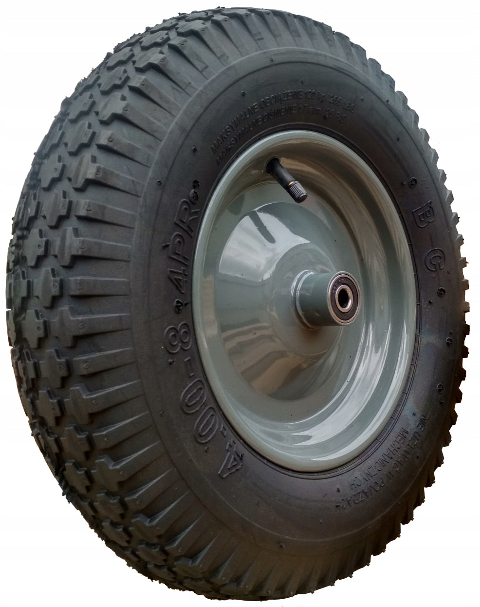 Wheelbarrow wheel 4.80/4.00-8 4PR 12x100 pumped 4 canvases + axle Brand Bico