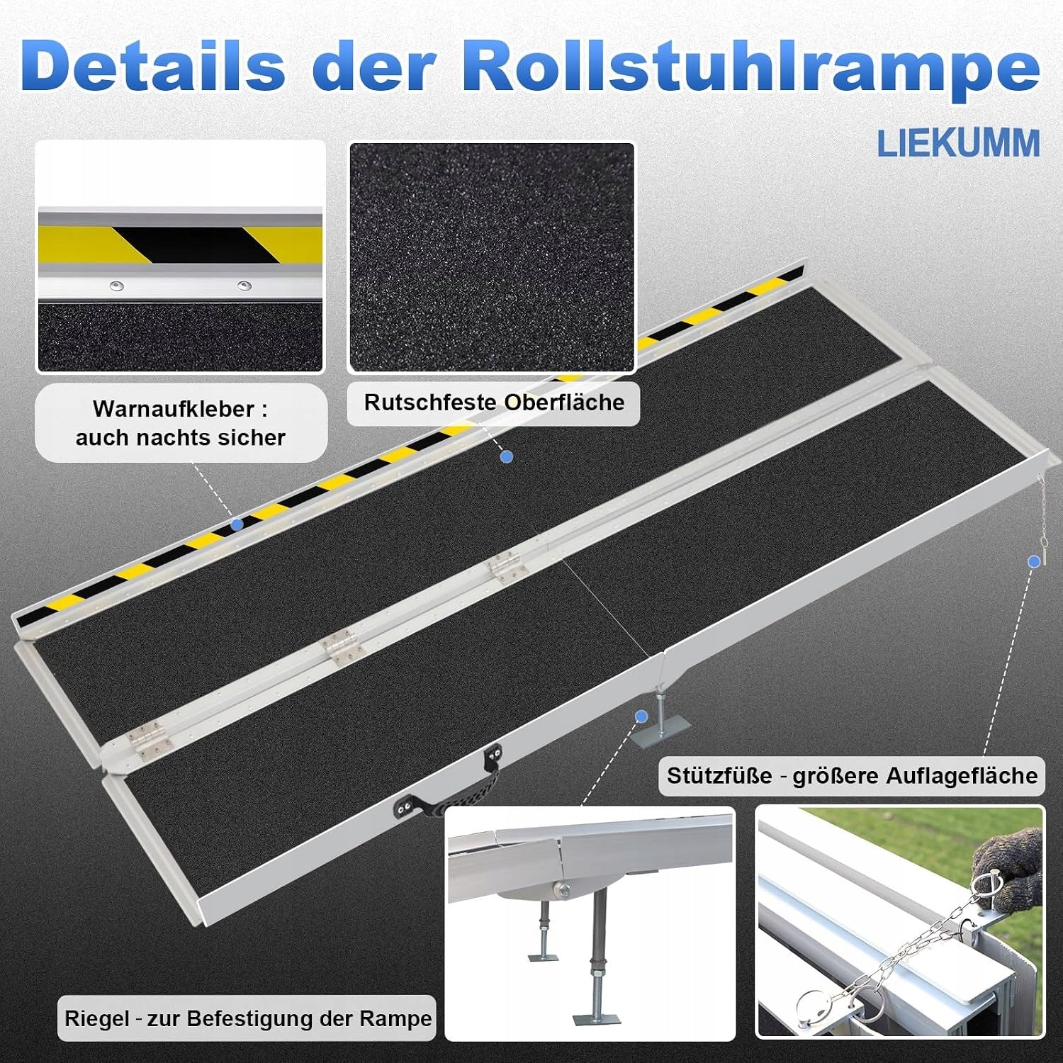 Wheelchair Ramp LIEKUMM 304cm Folding Aluminum 300kg Brand no brand