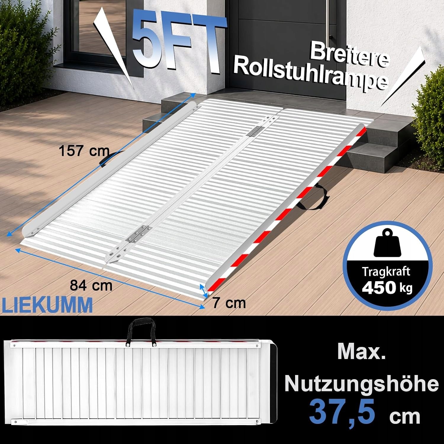 Wheelchair Ramp LIEKUMM Folding Aluminum 152cm 400kg Manufacturer code bez marki