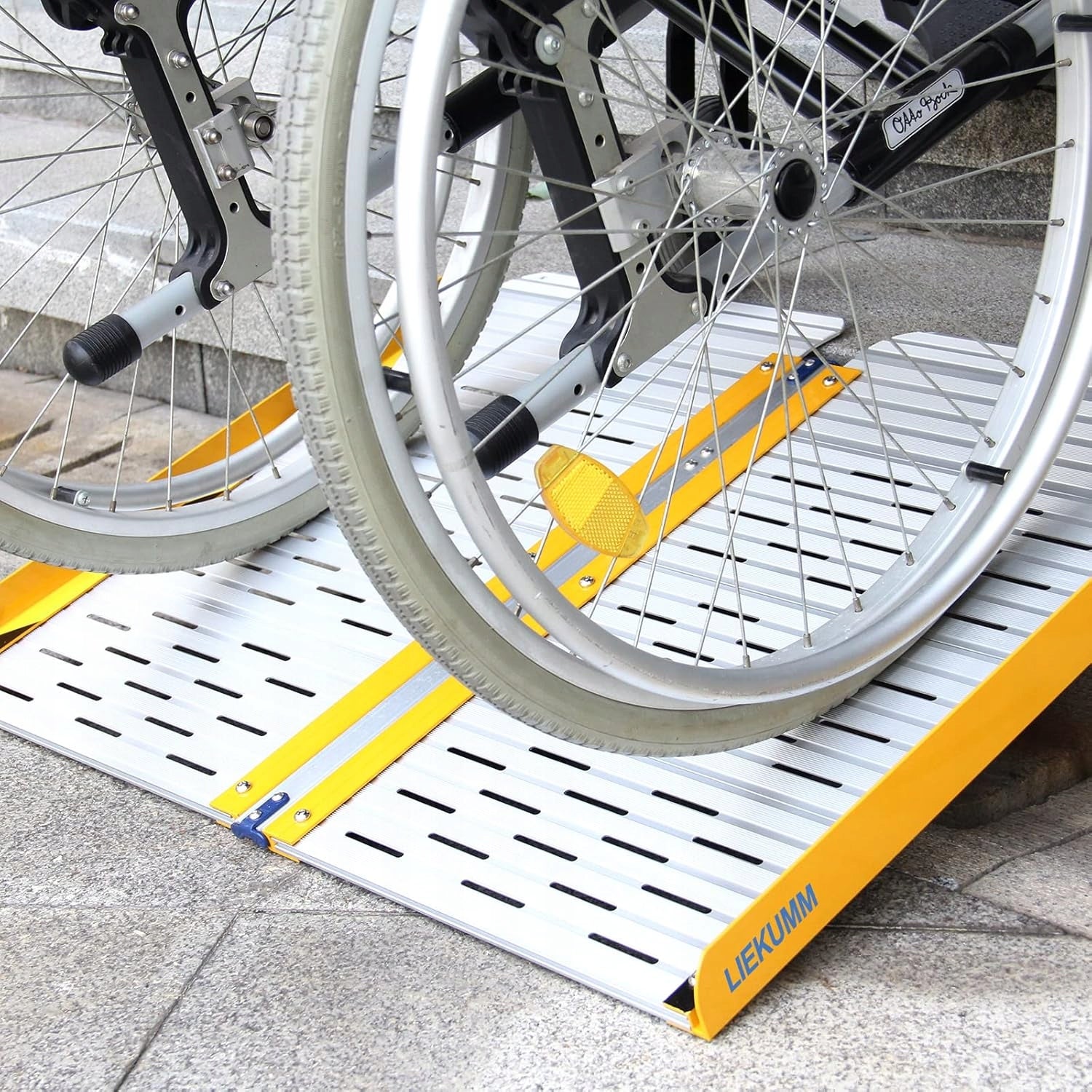 Wheelchair ramp folding aluminium 91x73cm 400kg yellow Brand Liekumm