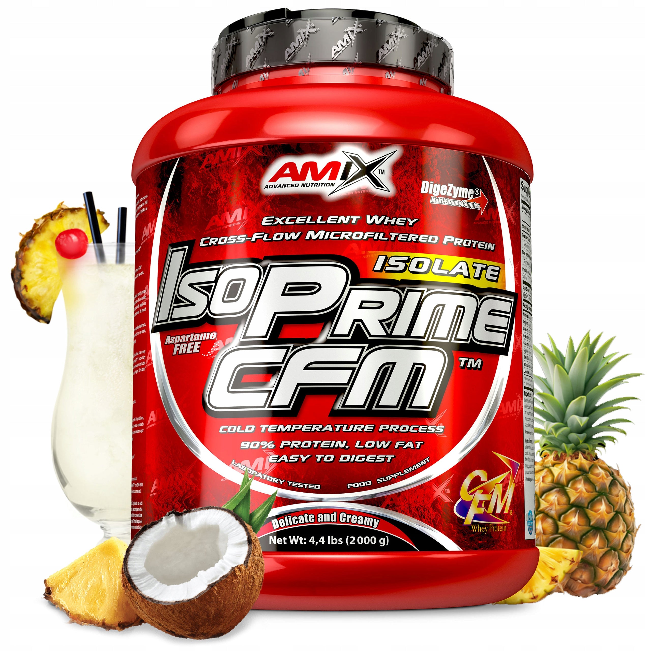 Whey Isolate without sugar 2kg Protein Conditioner Coconut Pineapple Amix IsoPrime CFM