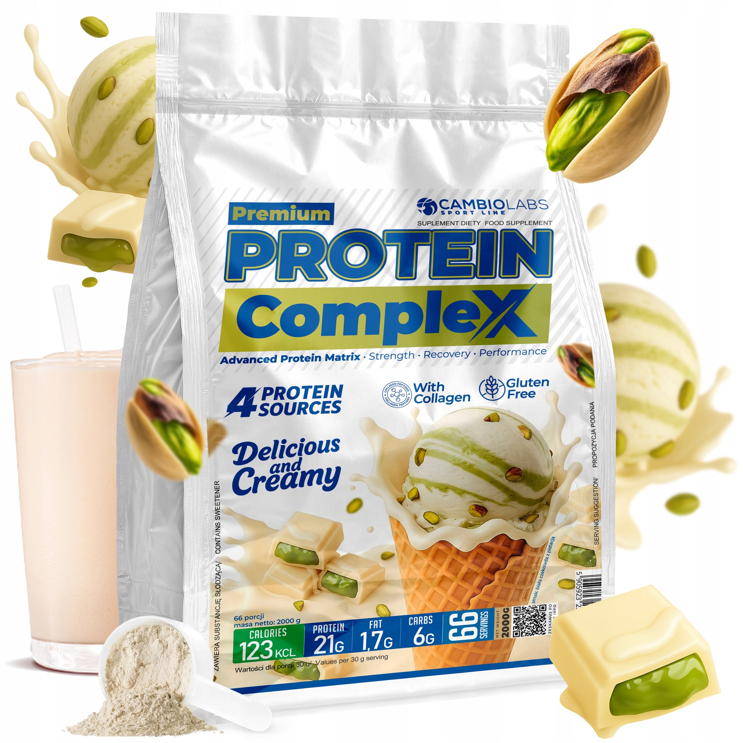 Whey Pistachio Protein 2kg White Chocolate Dubai Protein Conditioner