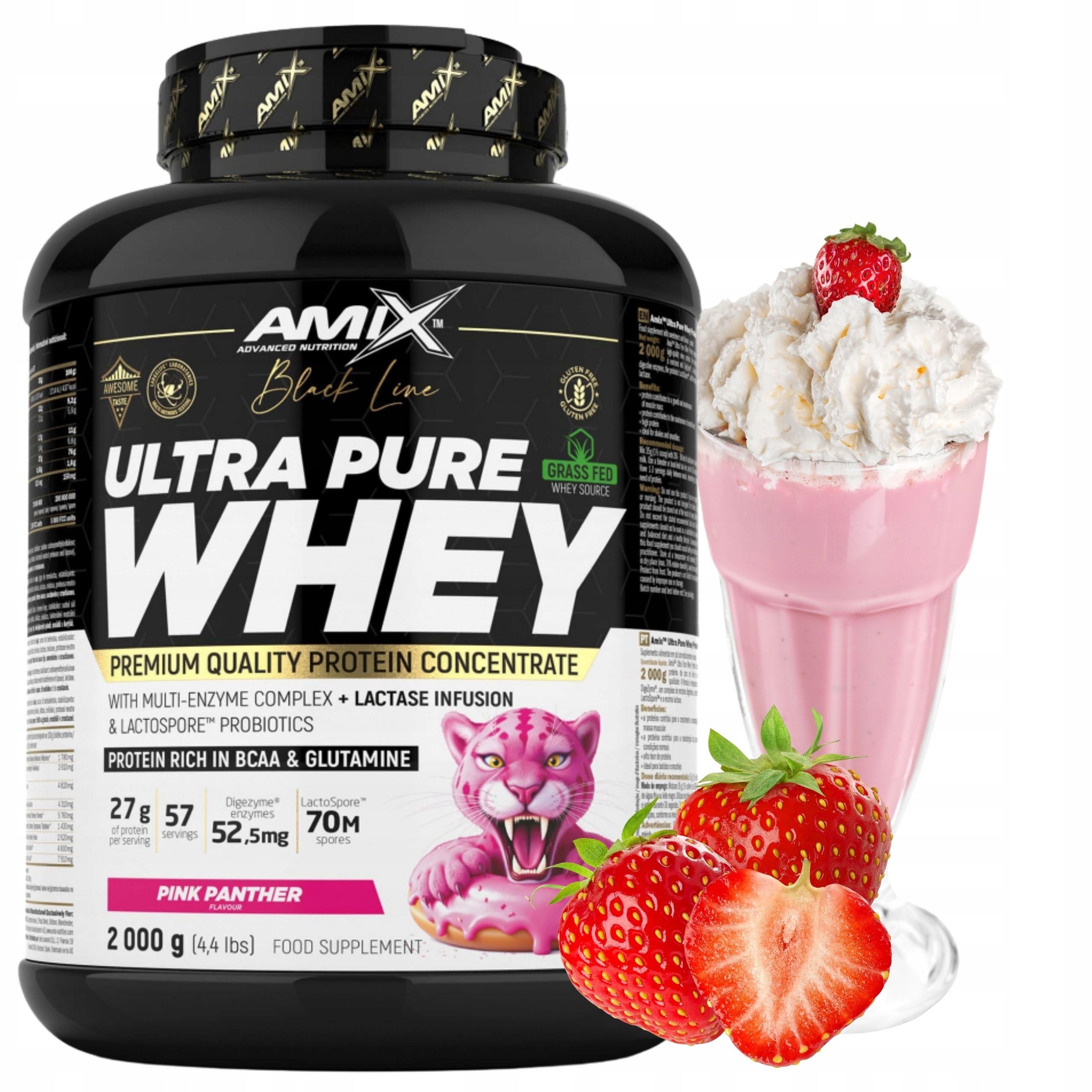 Whey Protein Concentrate Protein Conditioner Ultra Pure Strawberry 2000g