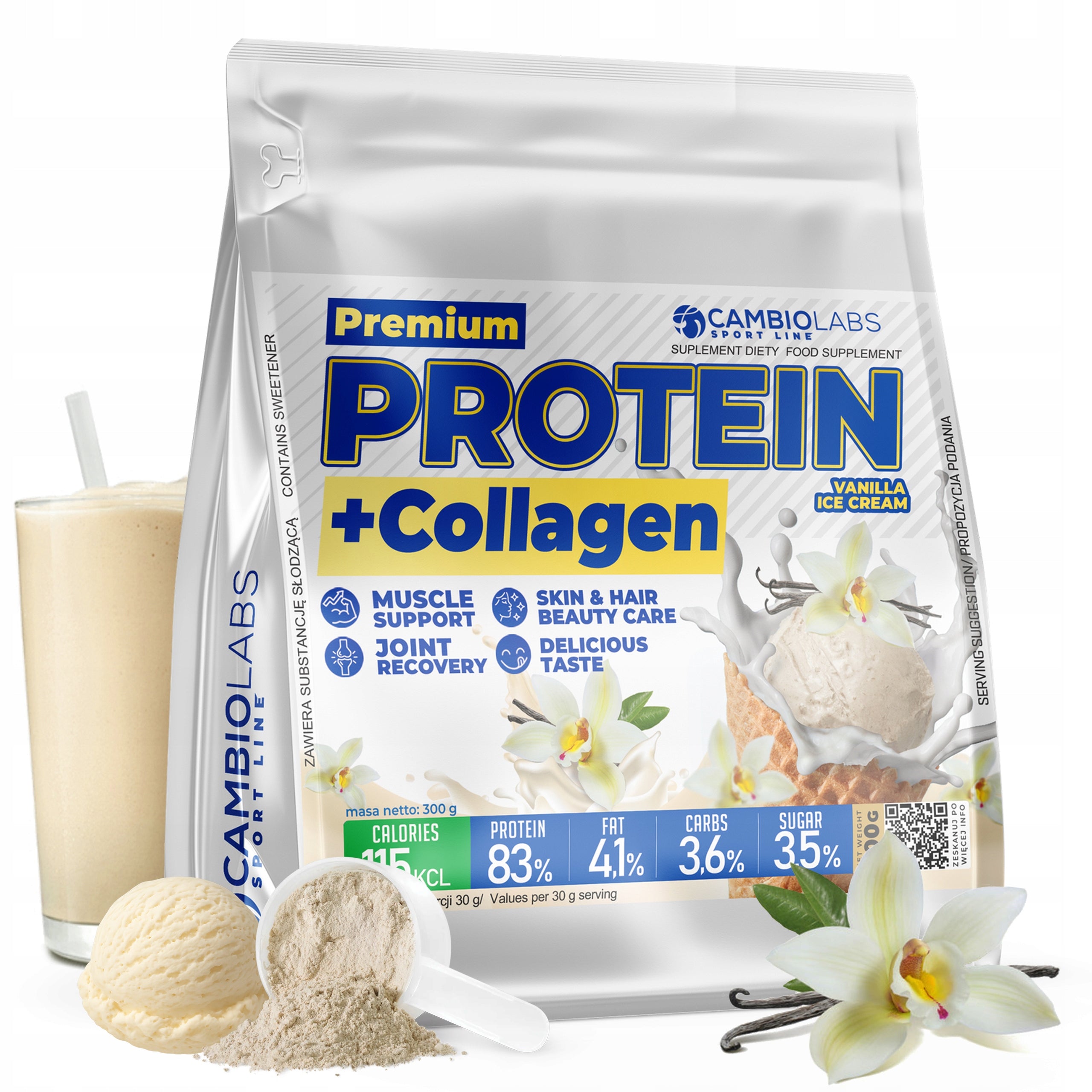 Whey Protein Conditioner with Beef Collagen 9700 mg Vanilla 300 g