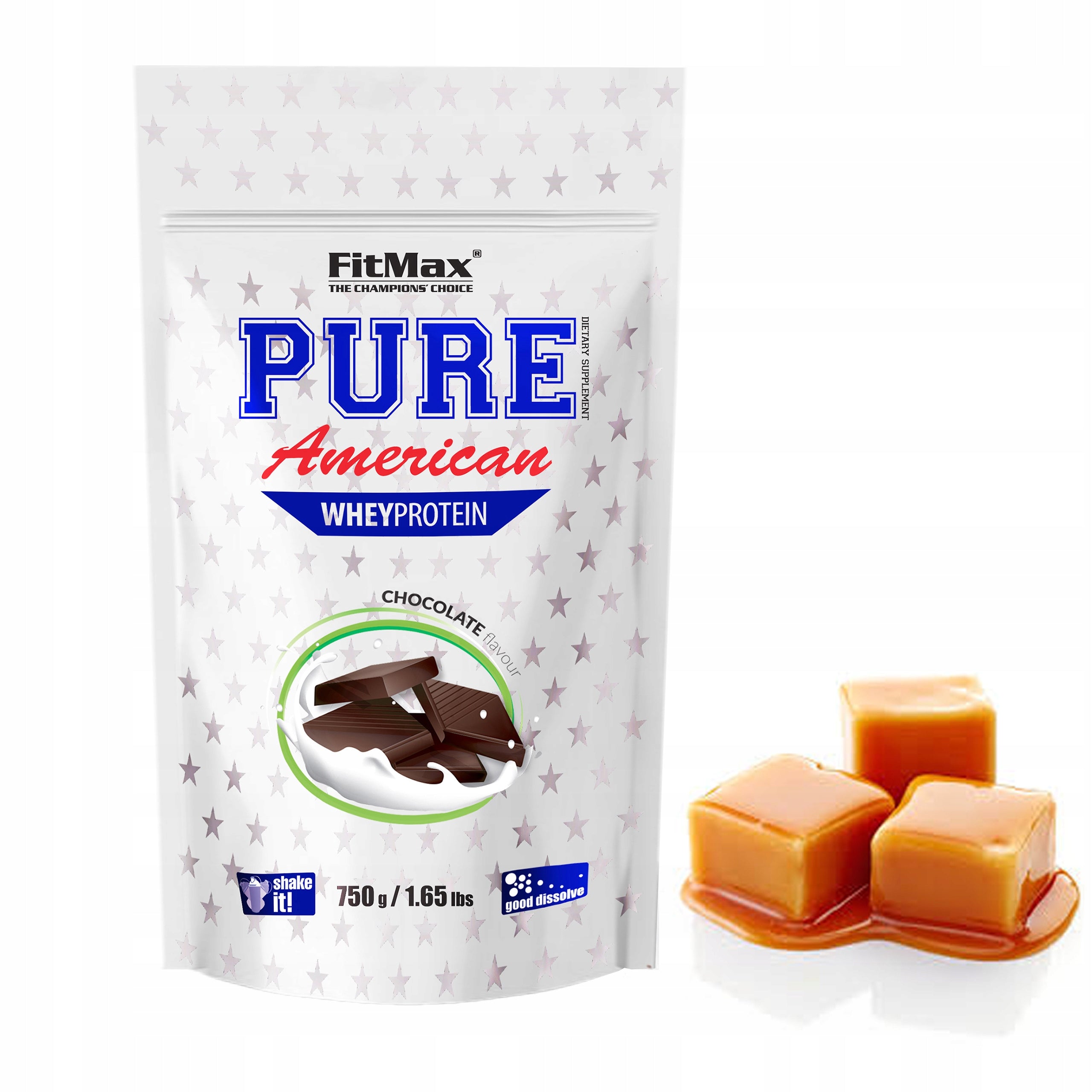 Whey Protein FITMAX Pure American 750g WPC Caramel 22p BCAA Conditioner