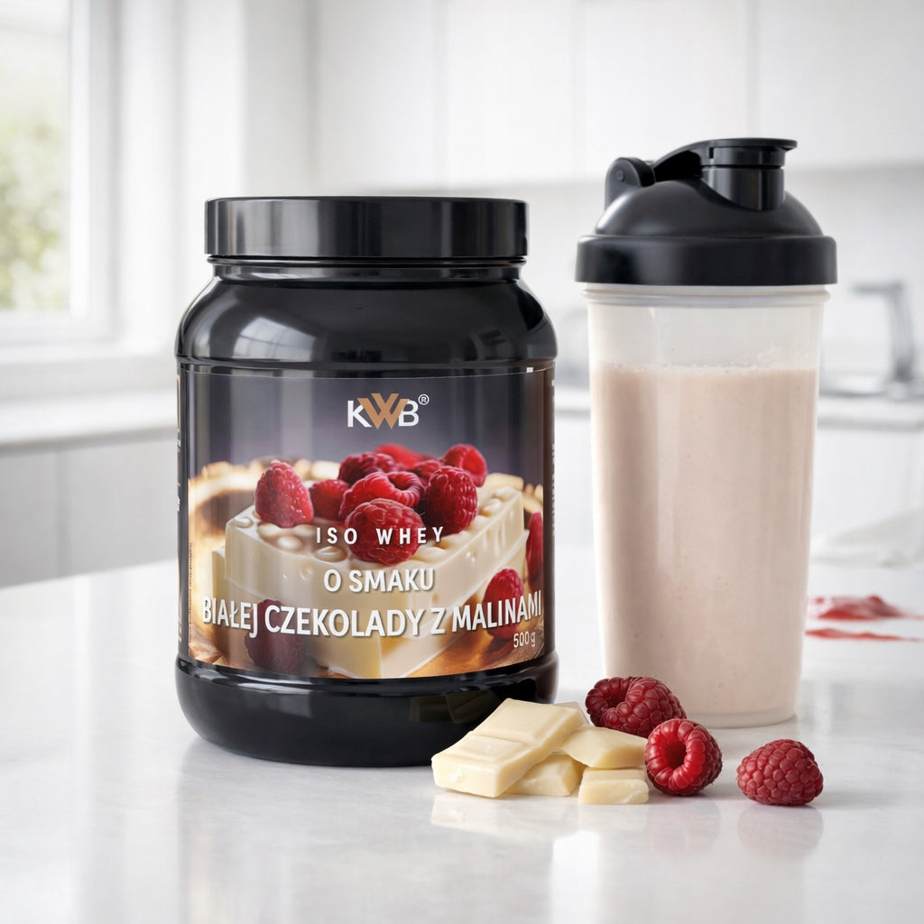 Whey Protein Isolate Conditioner ISO WHEY 500g White Chocolate Raspberry KWB Expiration date at least six months from the date of purchase