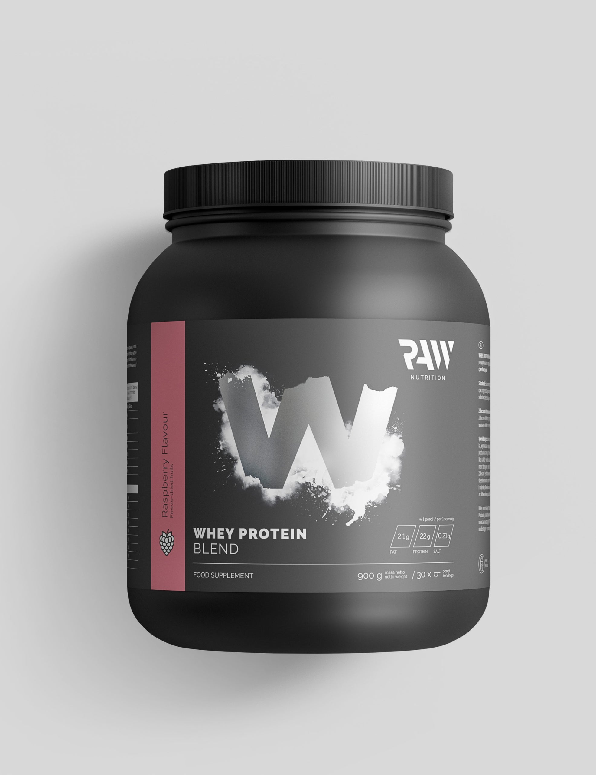 Whey protein RAW NUTRITION Whey RASPBERRY protein supplement 900g Expiration date at least 1 year from the date of purchase