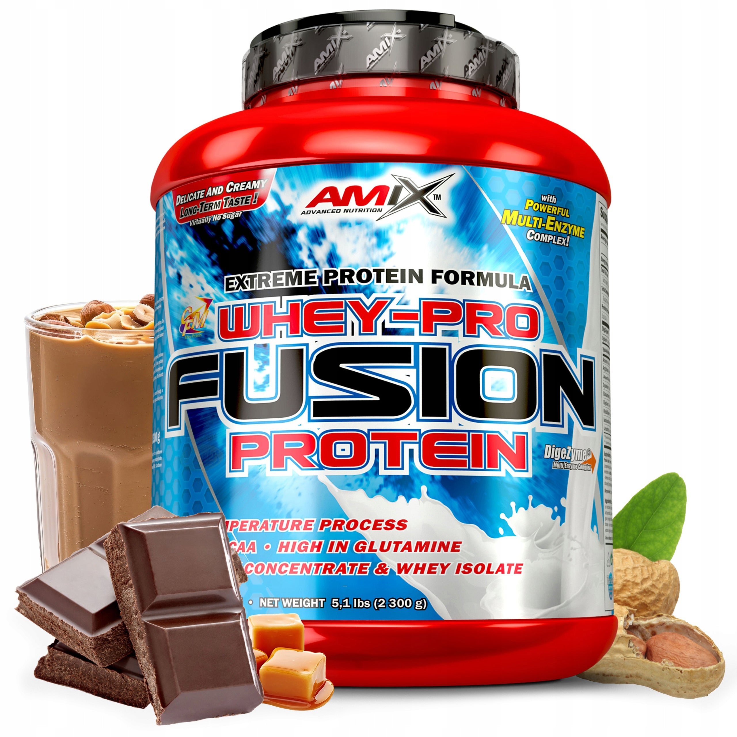 Whey protein conditioner WPC isolate CFM 2300 g chocolate caramel nuts