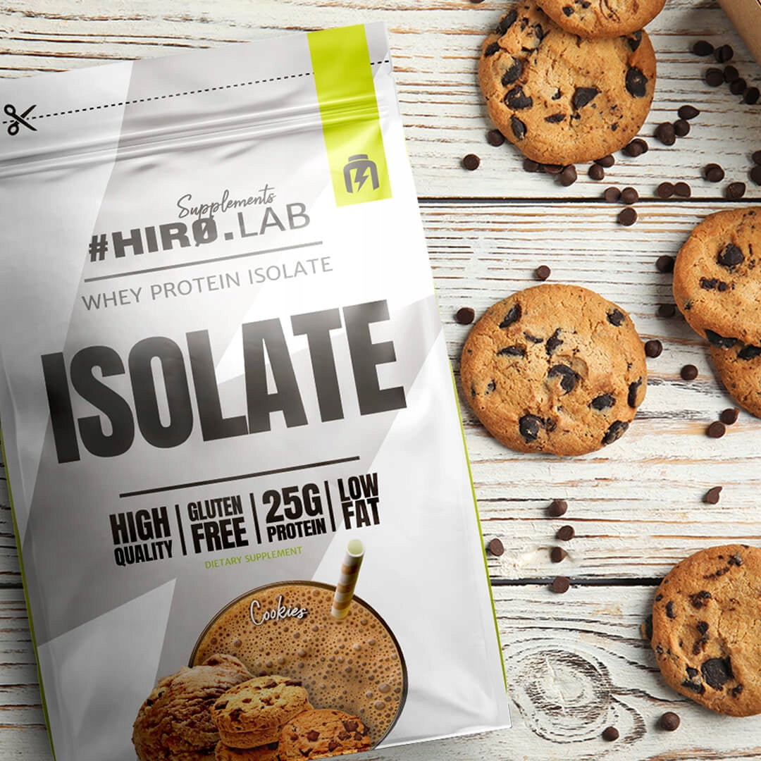 Whey protein isolate HIRO.LAB ISOLATE WPI 700g cookie without sugar Expiration date at least six months from the date of purchase