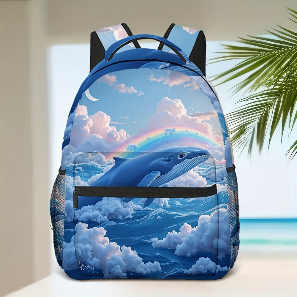 Whimsical Dolphin Rainbow Backpack for School, Travel, and Daily Use