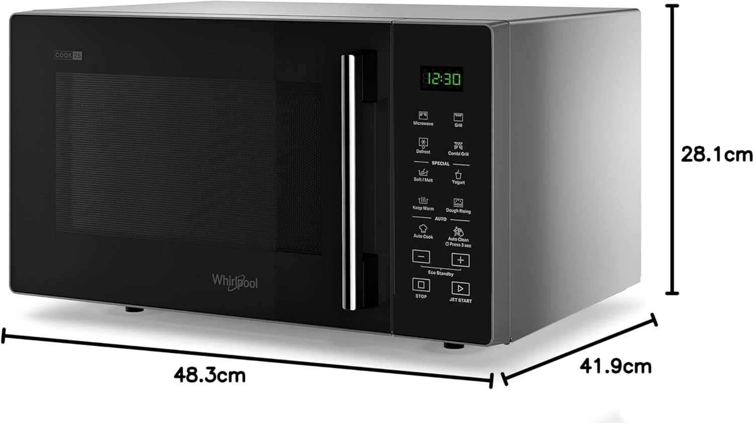 Whirlpool MWP 253 SB Microwave Oven 25L Black 900W Grill 1000W Brand Whirlpool