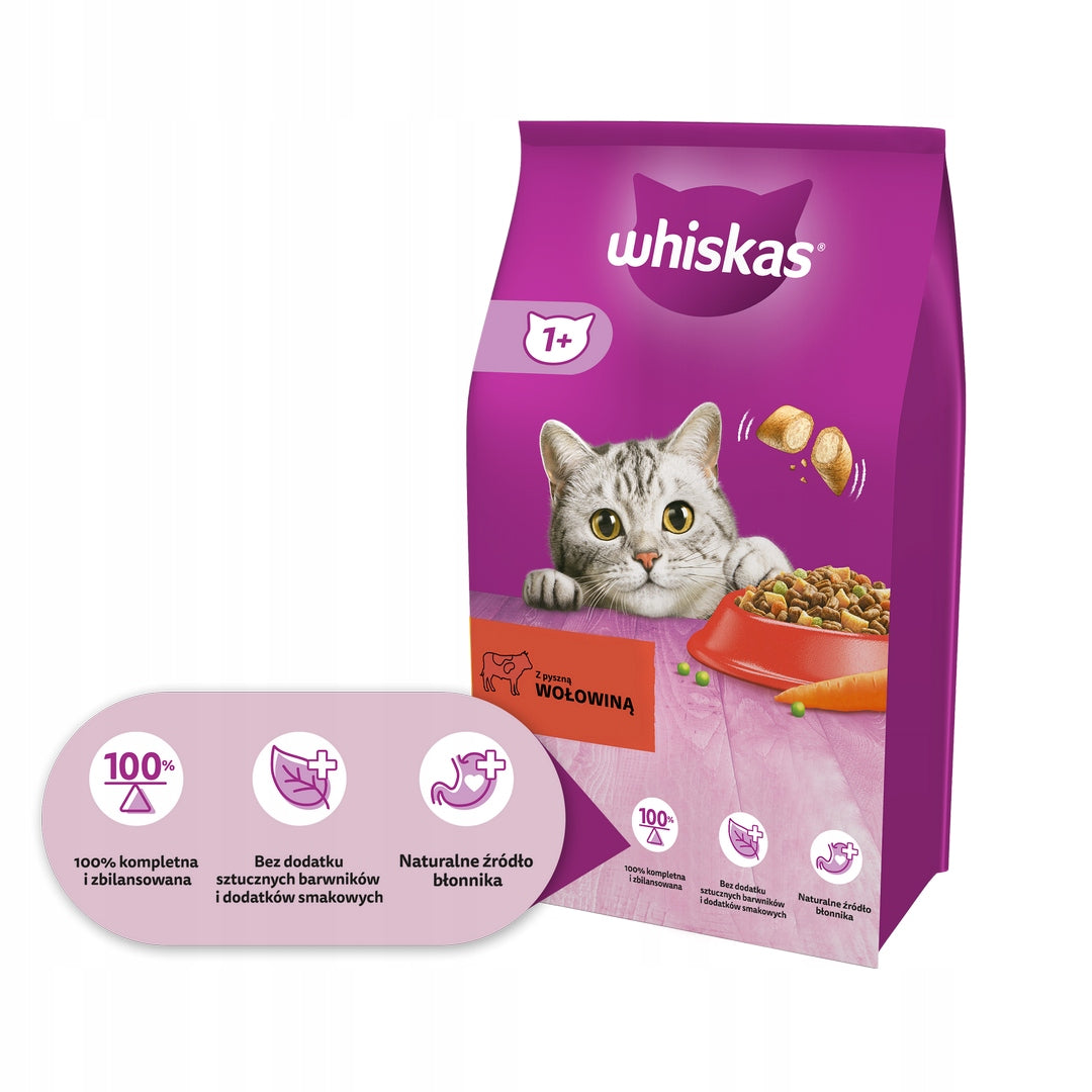 Whiskas 1+ dry cat food with beef 1,9 kg Manufacturer code 5900951305634