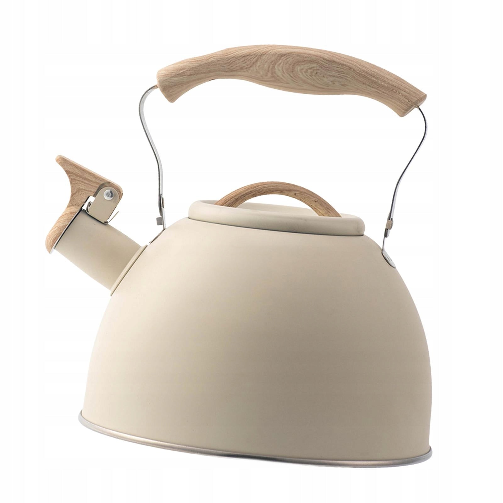 Whistling Kettle with Handle Universal for All Stovetop Fast to Boil beige Brand no brand