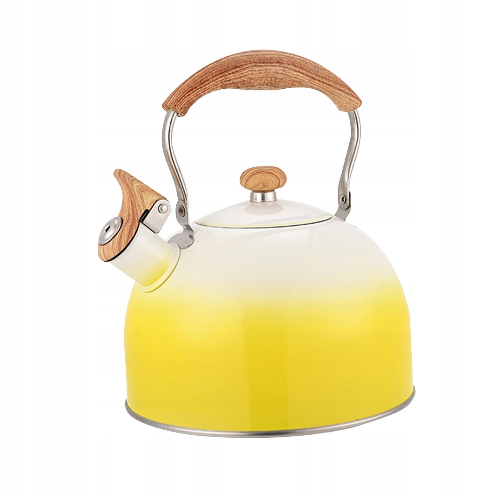 Whistling Stovetop Tea Kettle with Spout Cover Boiling Water Hot yellow Kind steam juicer