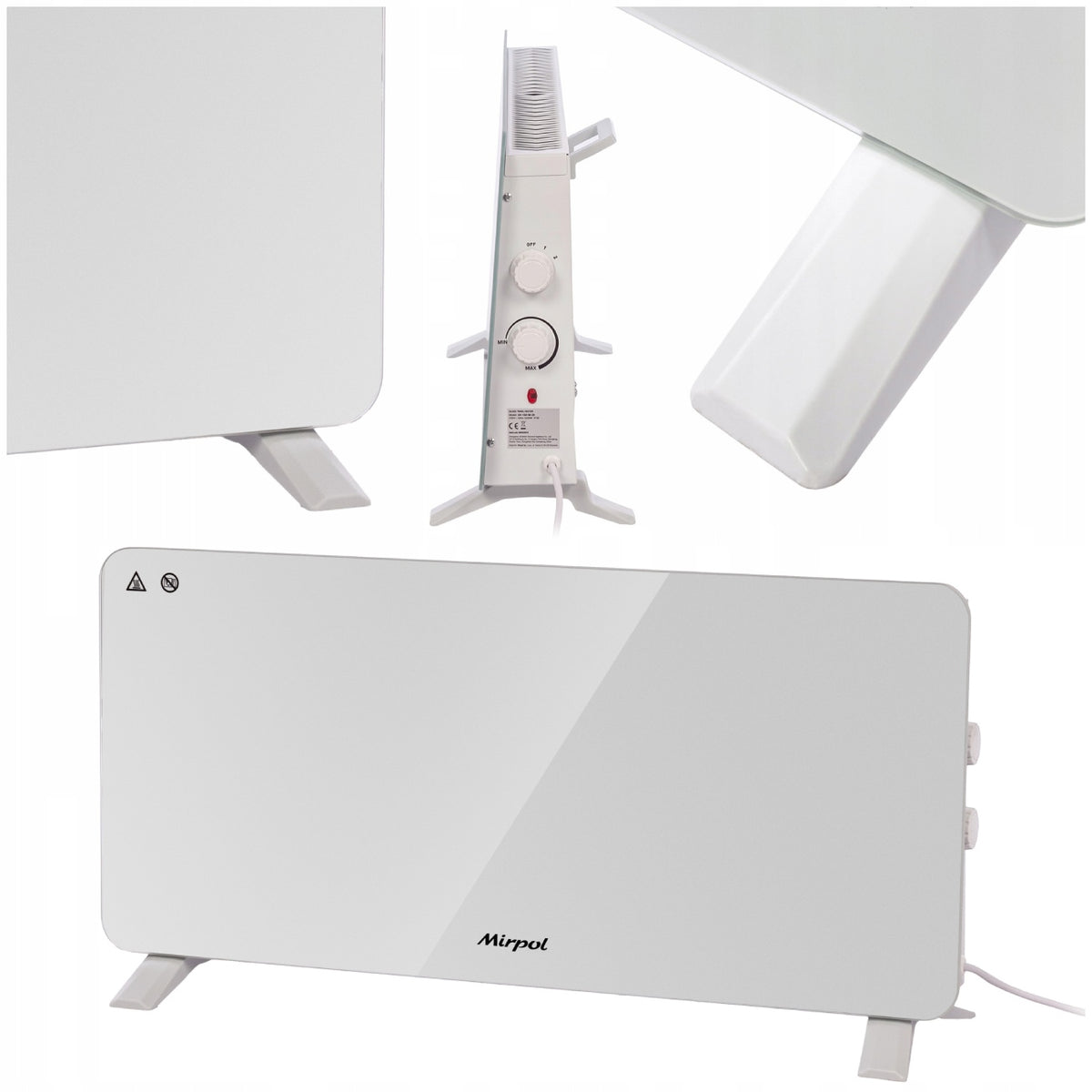 White Electric Heater with Temperature Control Convector Glass Front EAN (GTIN) 5905610250249