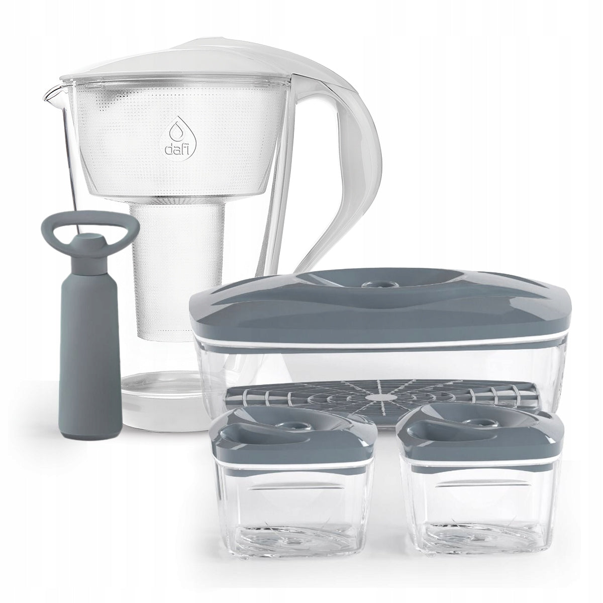 White Glass Water Jug 3 Vacuum Containers
