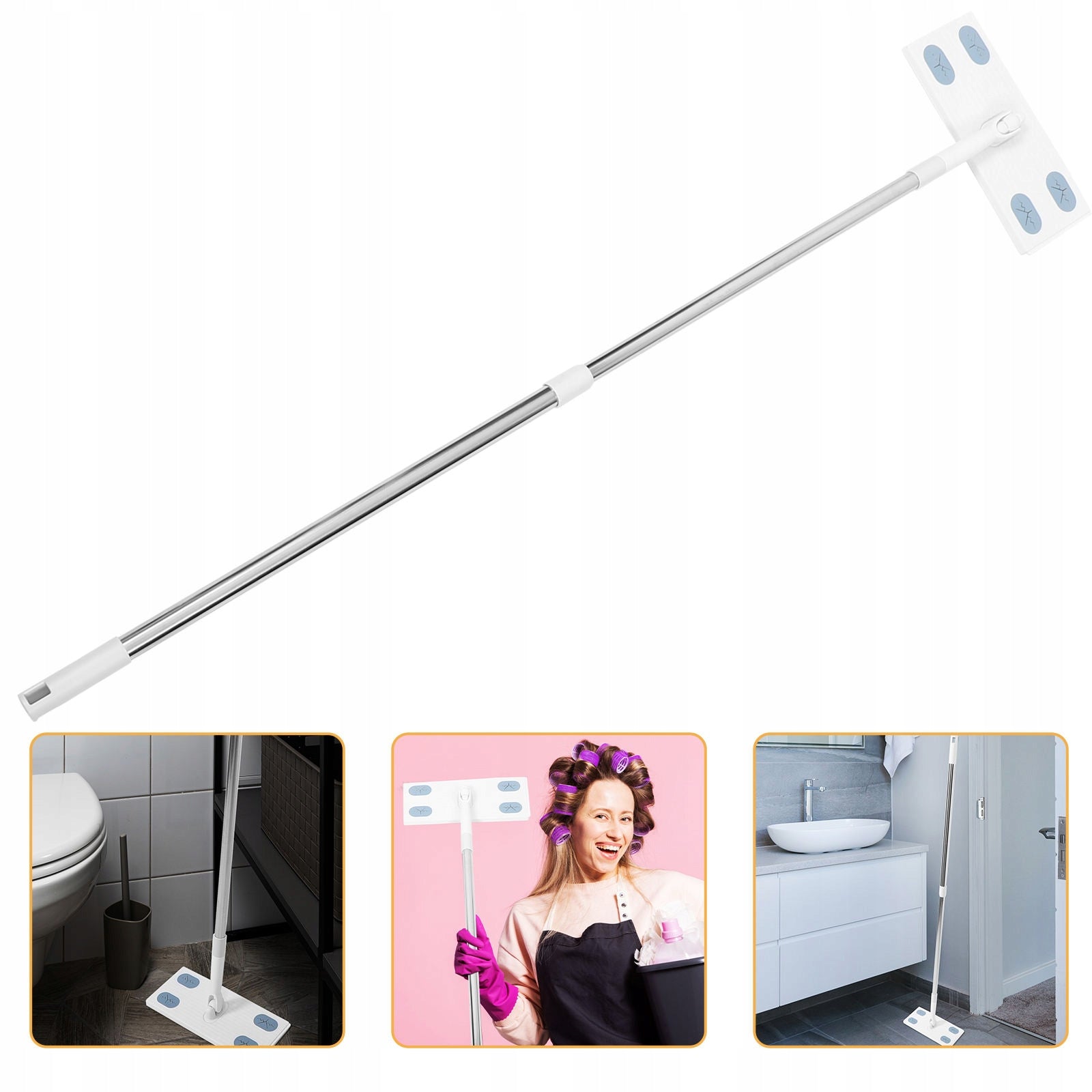 White Retractable Handle Dust Mop with Detachable Cleaning Head for Floors Brand no brand