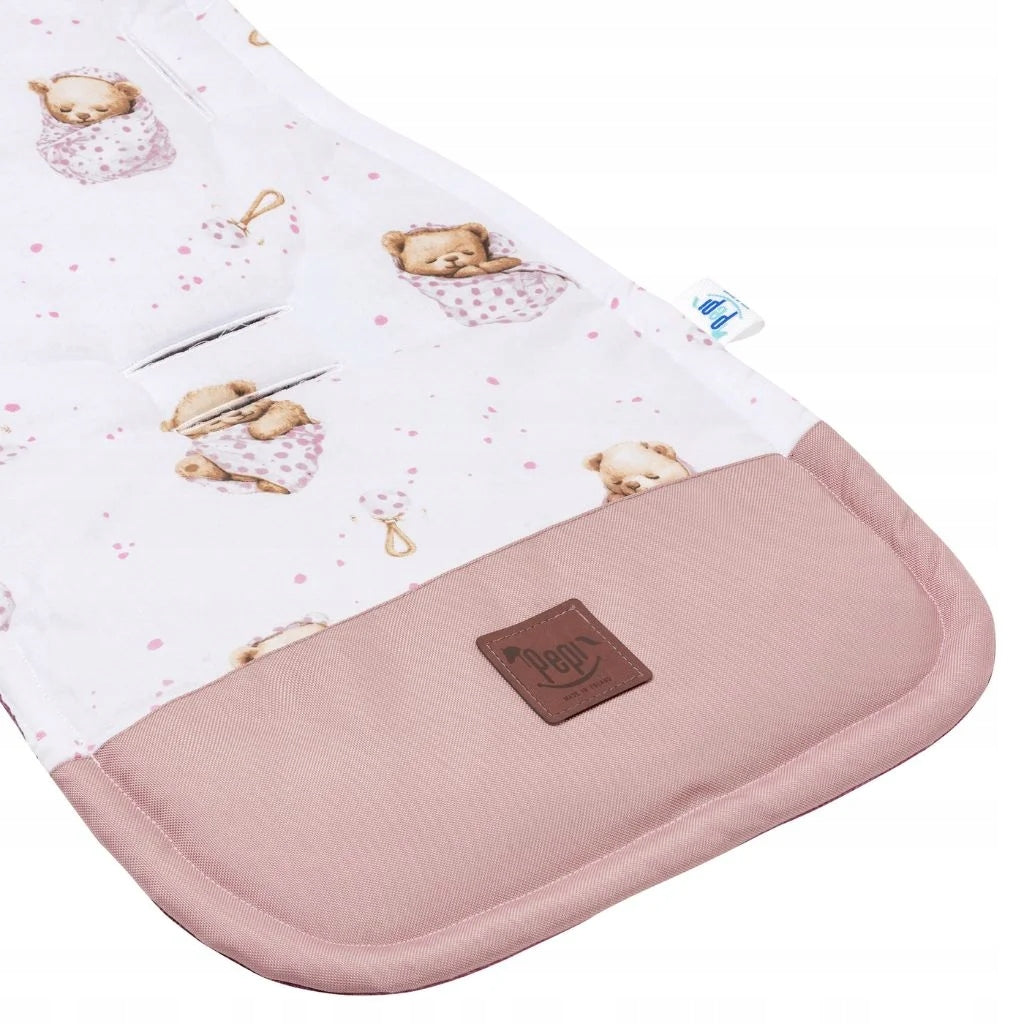 White Sleeping Teddy Bear Stroller Insert with Old Row Velvet Brand Pepi