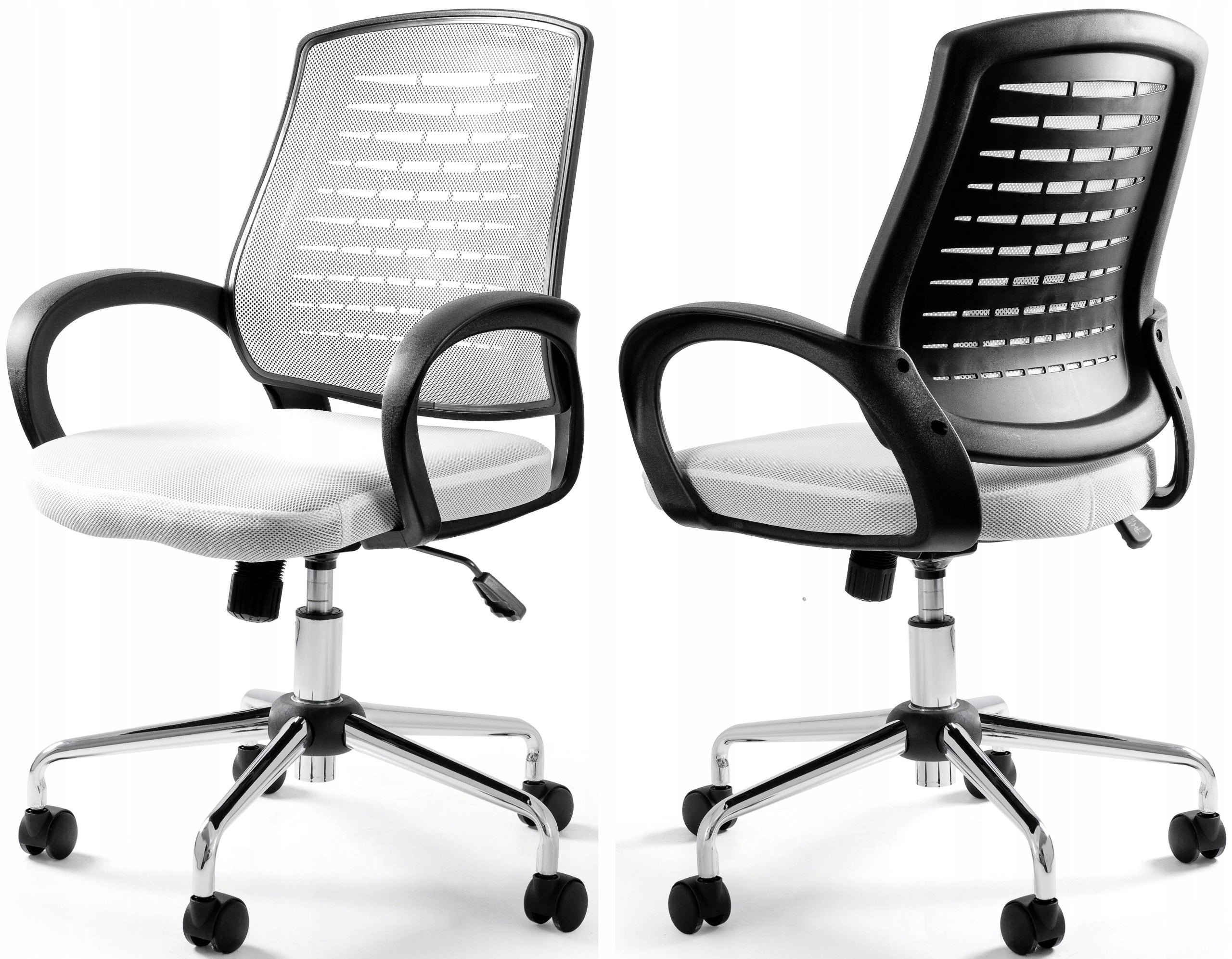 White Swivel Office Chair with Mesh and Fabric Work Chair 130kg