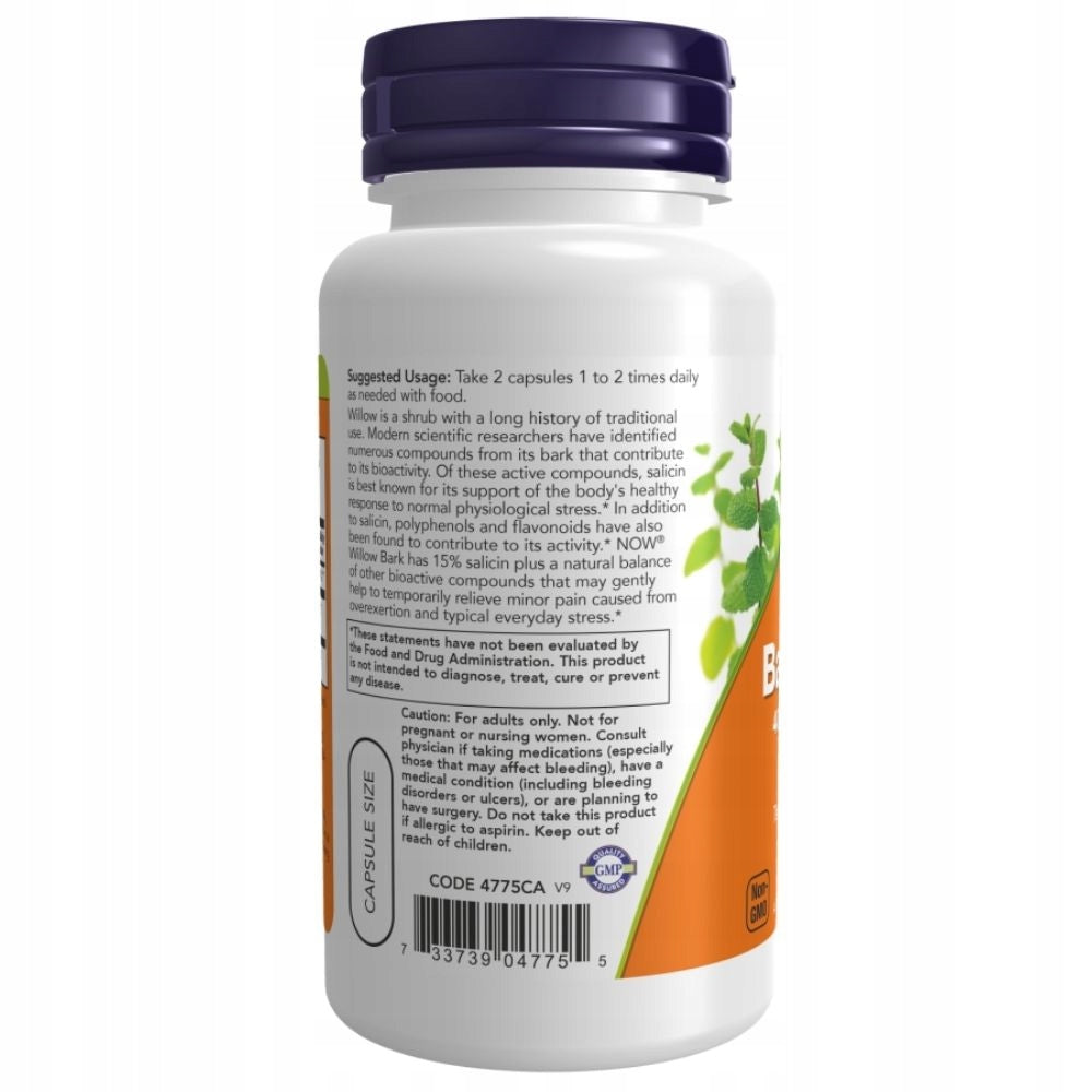White Willow Bark Now Foods White Willow Bark Salicin Muscle Pain 100caps Expiration date at least 1 year from the date of purchase