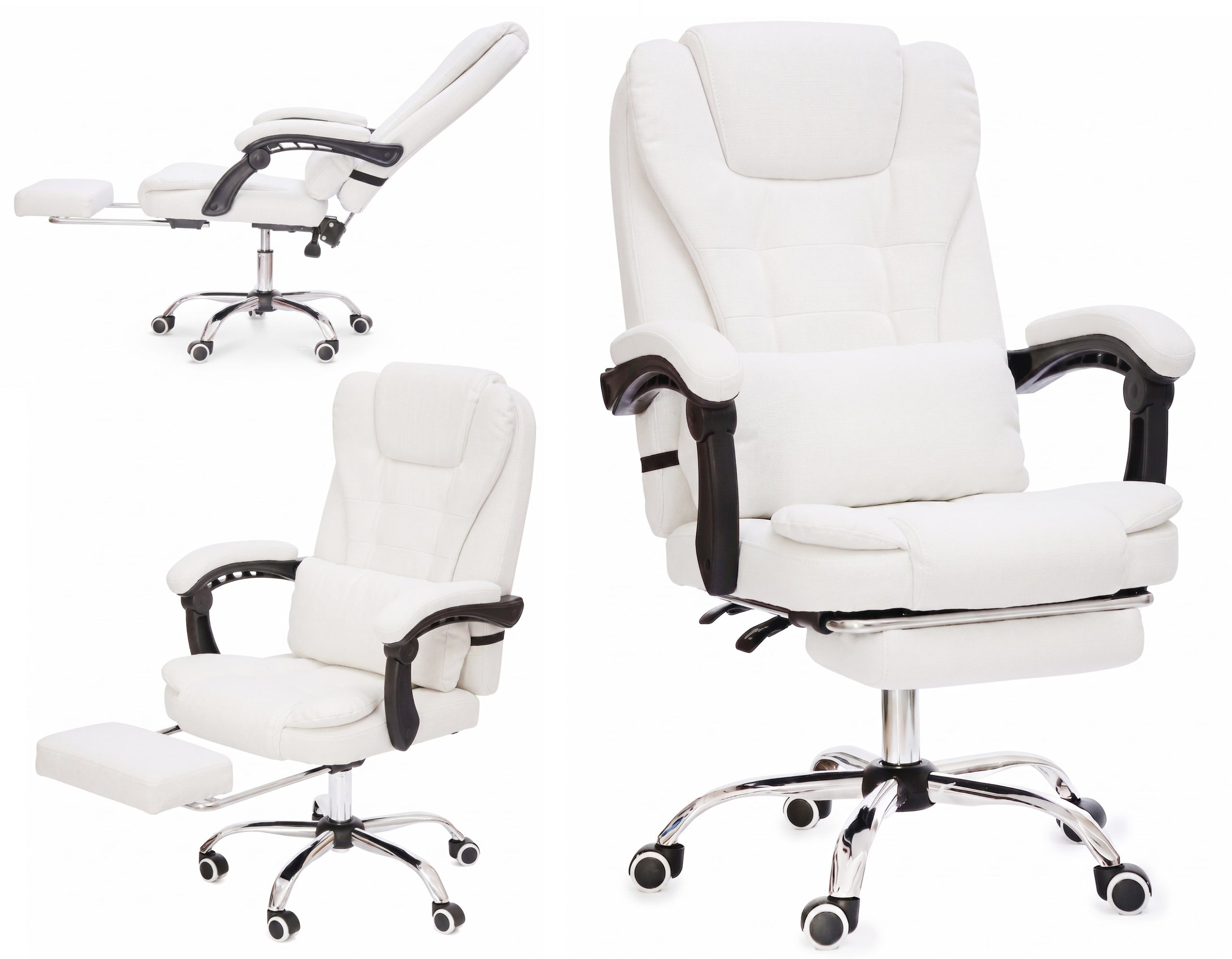 White material comfortable office chair with footrest and cushion NBR002-HT