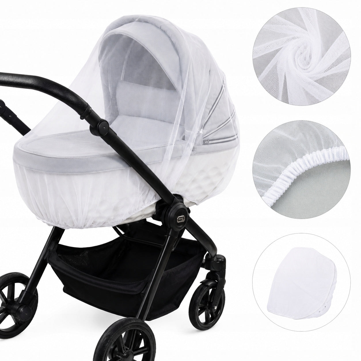 White mosquito net for baby stroller universal