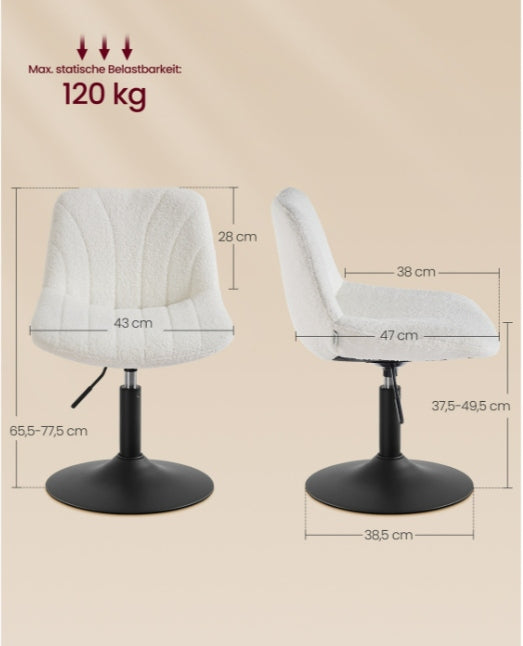 White swivel chair for waiting room,office,child's room Furniture depth 67 cm