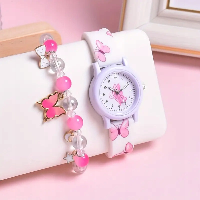 White watch butterfly bracelet for girls gift beautiful watch Packaging status original